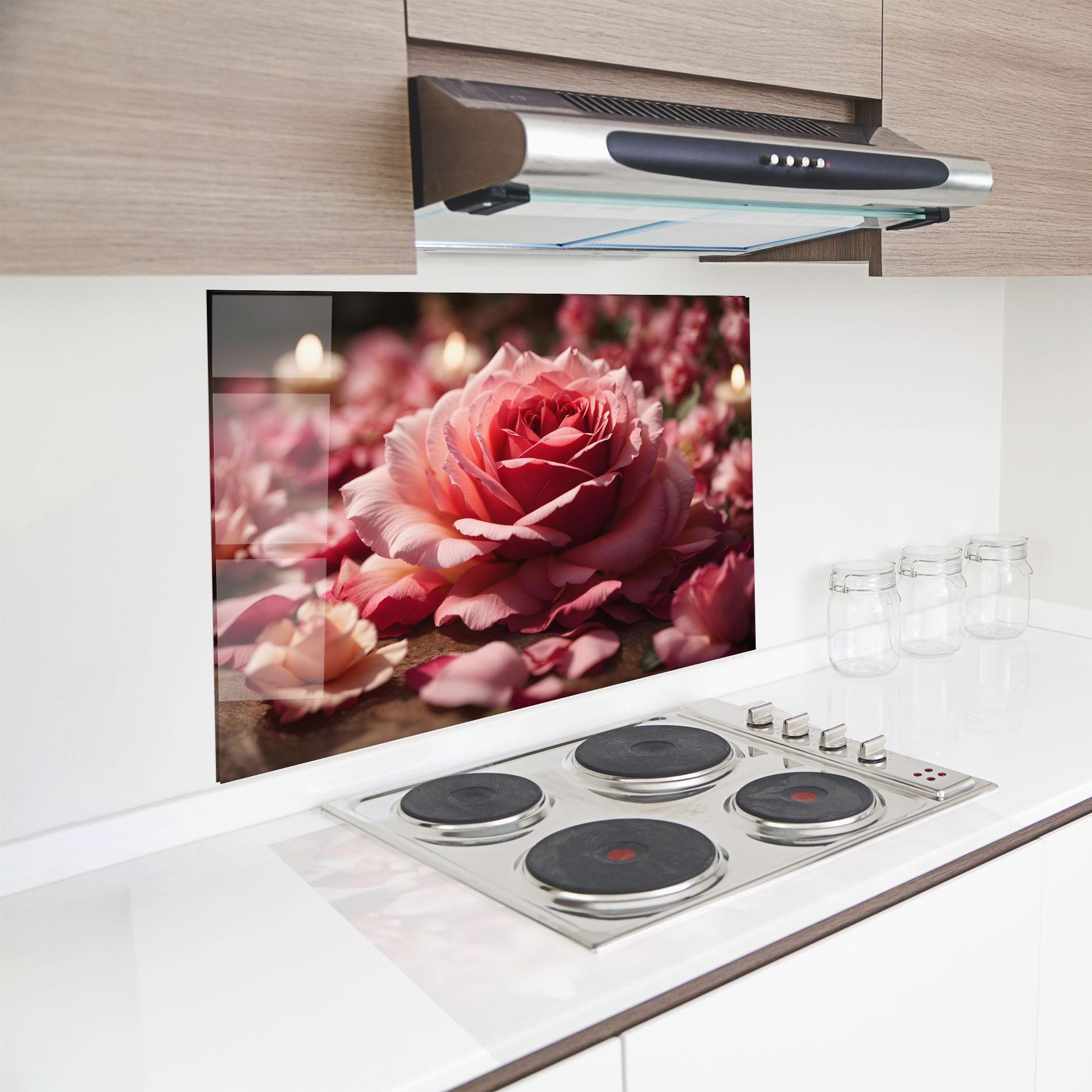 Panel Szklany do Kuchni Big Pink Rose mockup 8