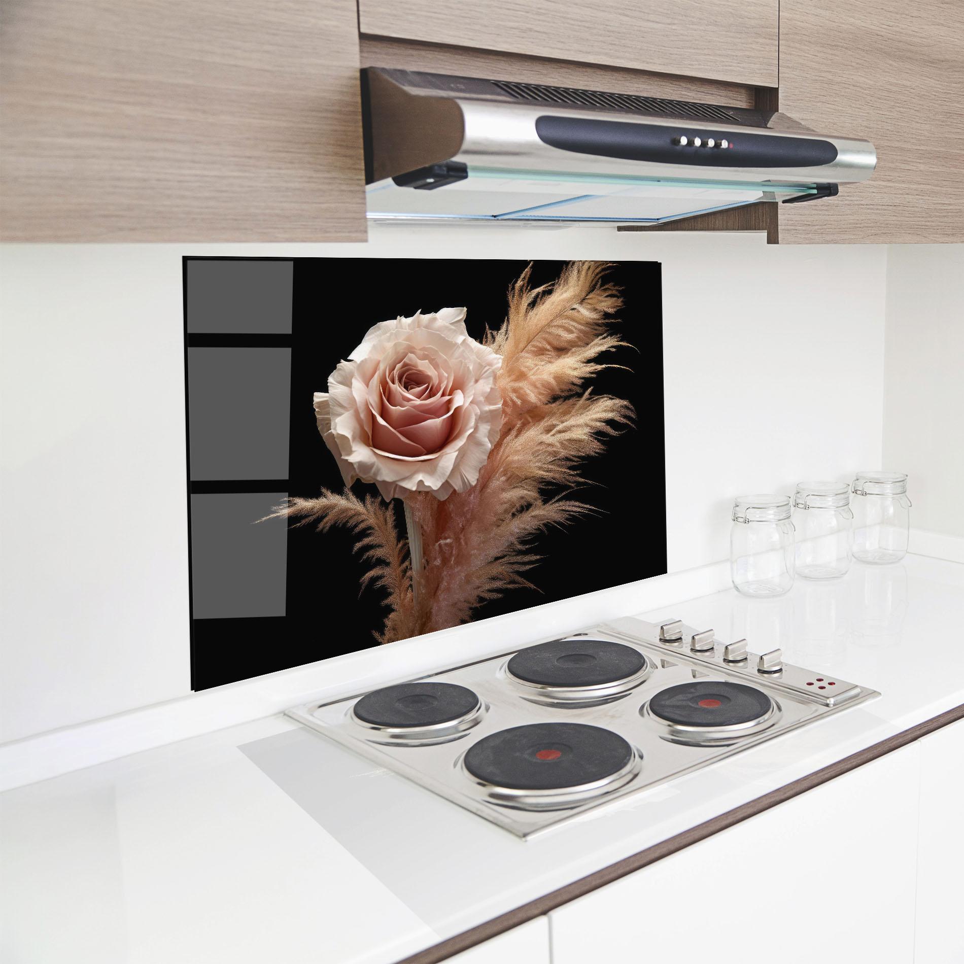 Panel Szklany do Kuchni Light Pink Rose mockup 8