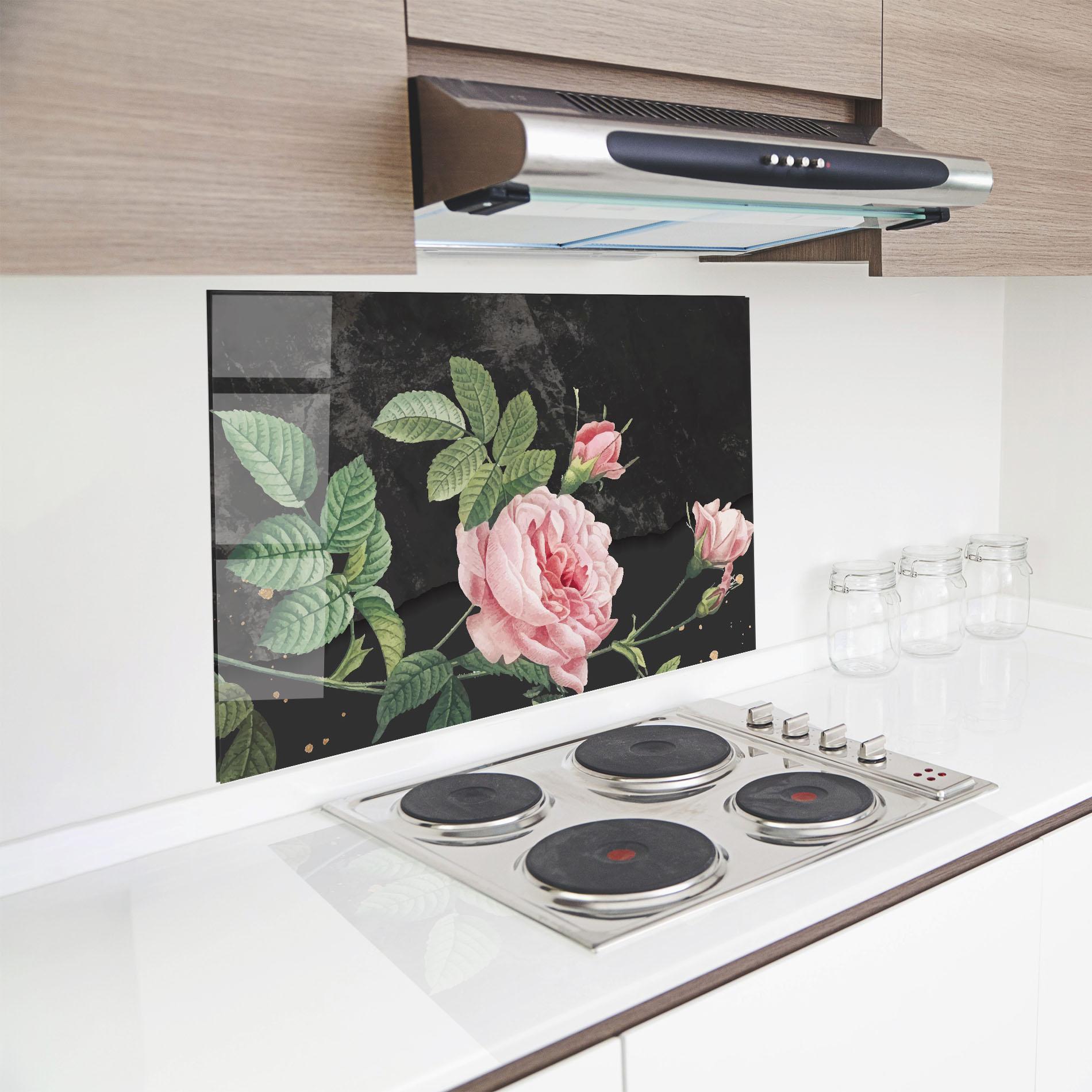 Panel Szklany do Kuchni Marble Roses mockup 8