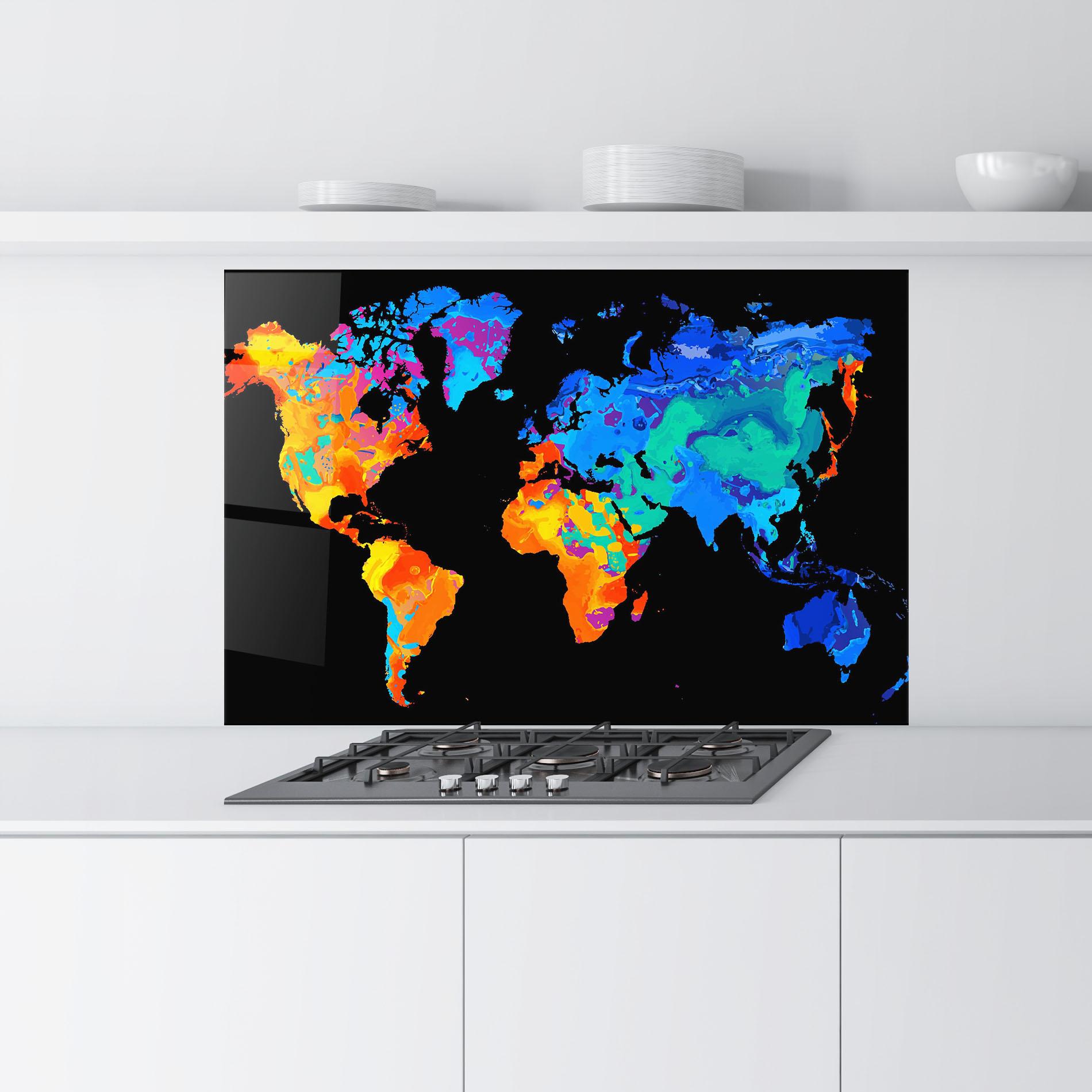 Panel Szklany do Kuchni Orange Blue World mockup 9