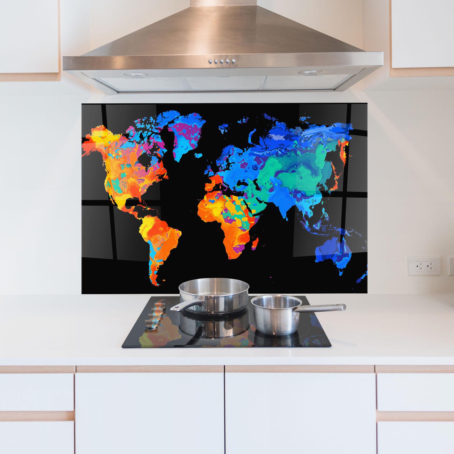 Panel Szklany do Kuchni Orange Blue World mockup 5