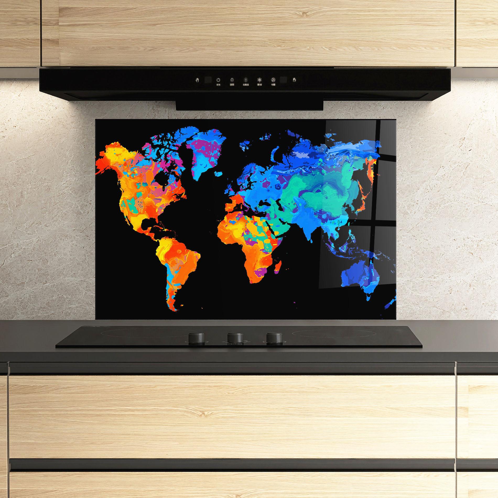 Panel Szklany do Kuchni Orange Blue World mockup 3