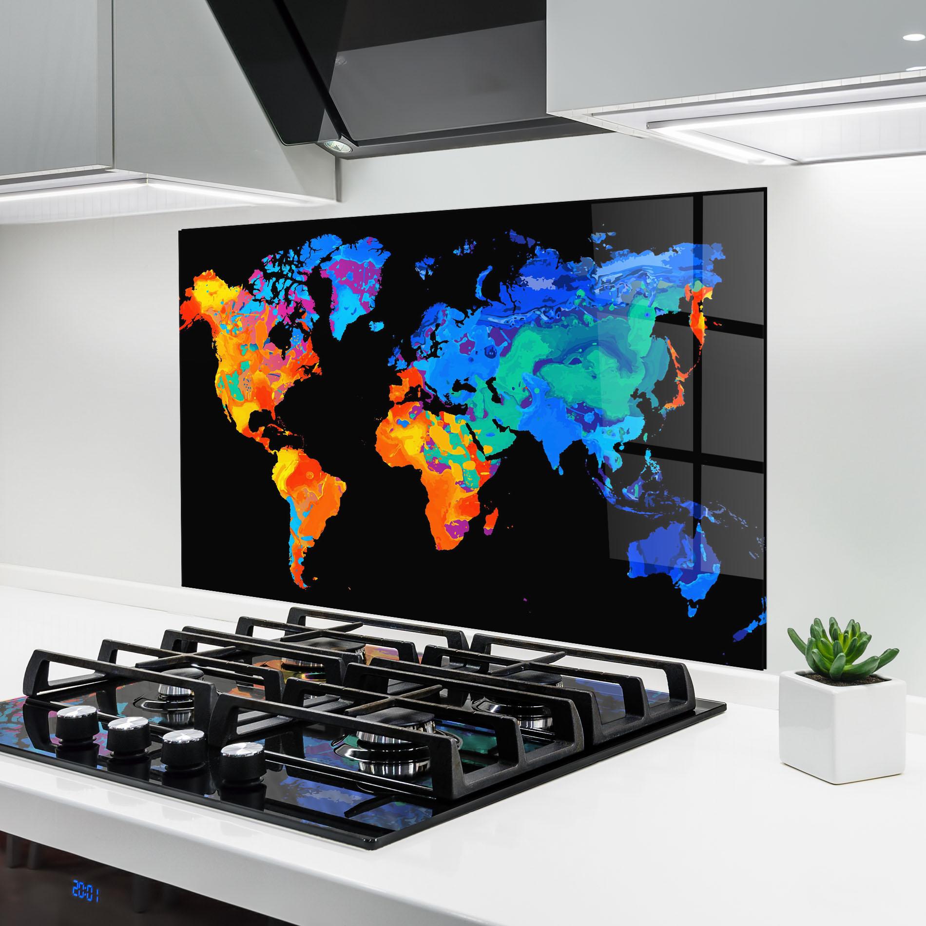 Panel Szklany do Kuchni Orange Blue World mockup 6