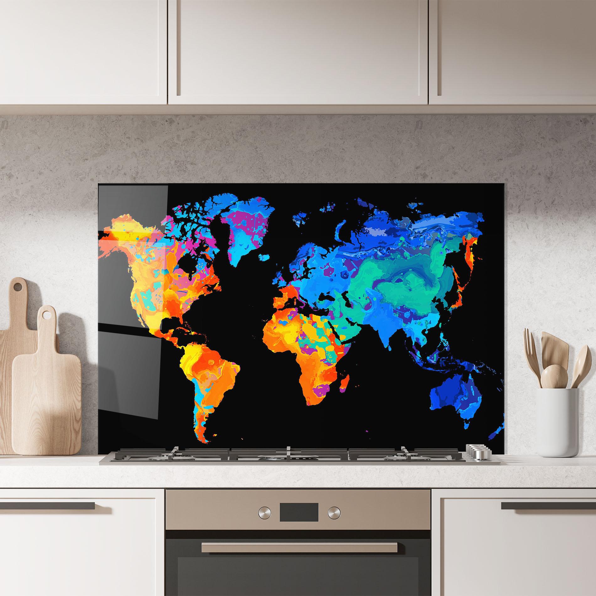 Panel Szklany do Kuchni Orange Blue World mockup 7