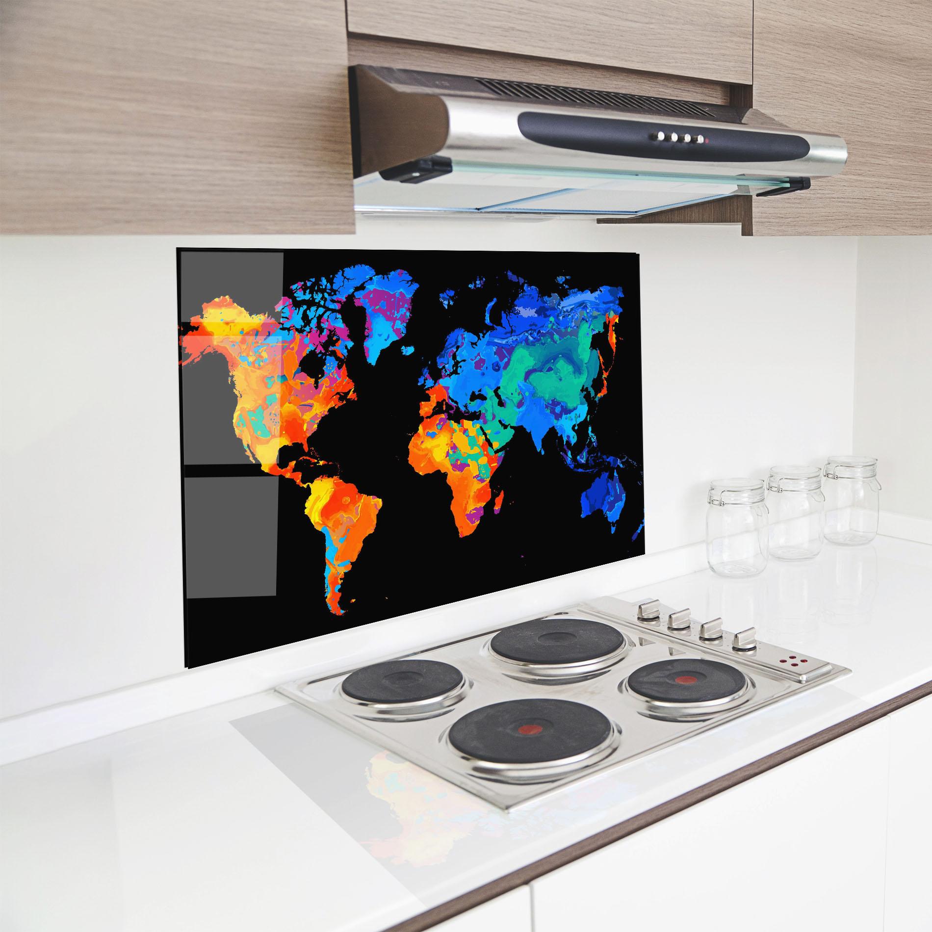 Panel Szklany do Kuchni Orange Blue World mockup 8