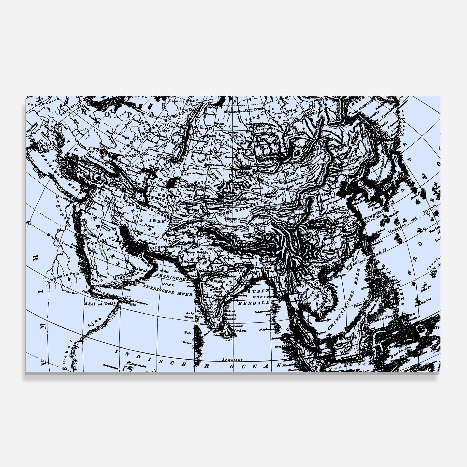 Panel Szklany do Kuchni Blue Old Map mockup 0