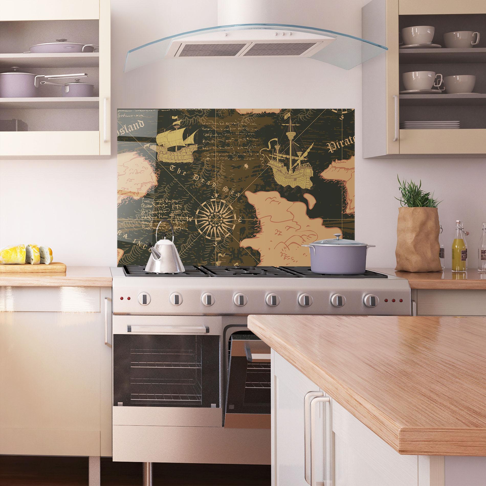 Panel Szklany do Kuchni Cool Old Map mockup 1