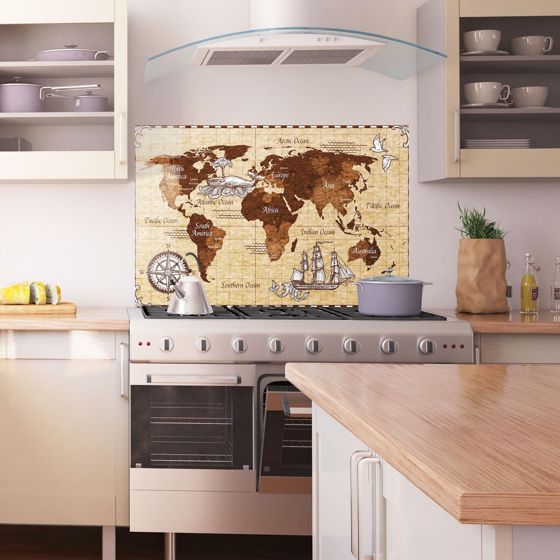 Panel Szklany do Kuchni Pirate World Map mockup 1