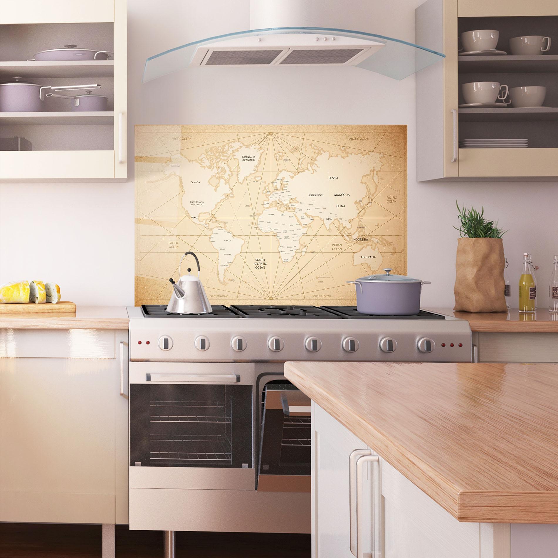 Panel Szklany do Kuchni World Vintage Map mockup 1