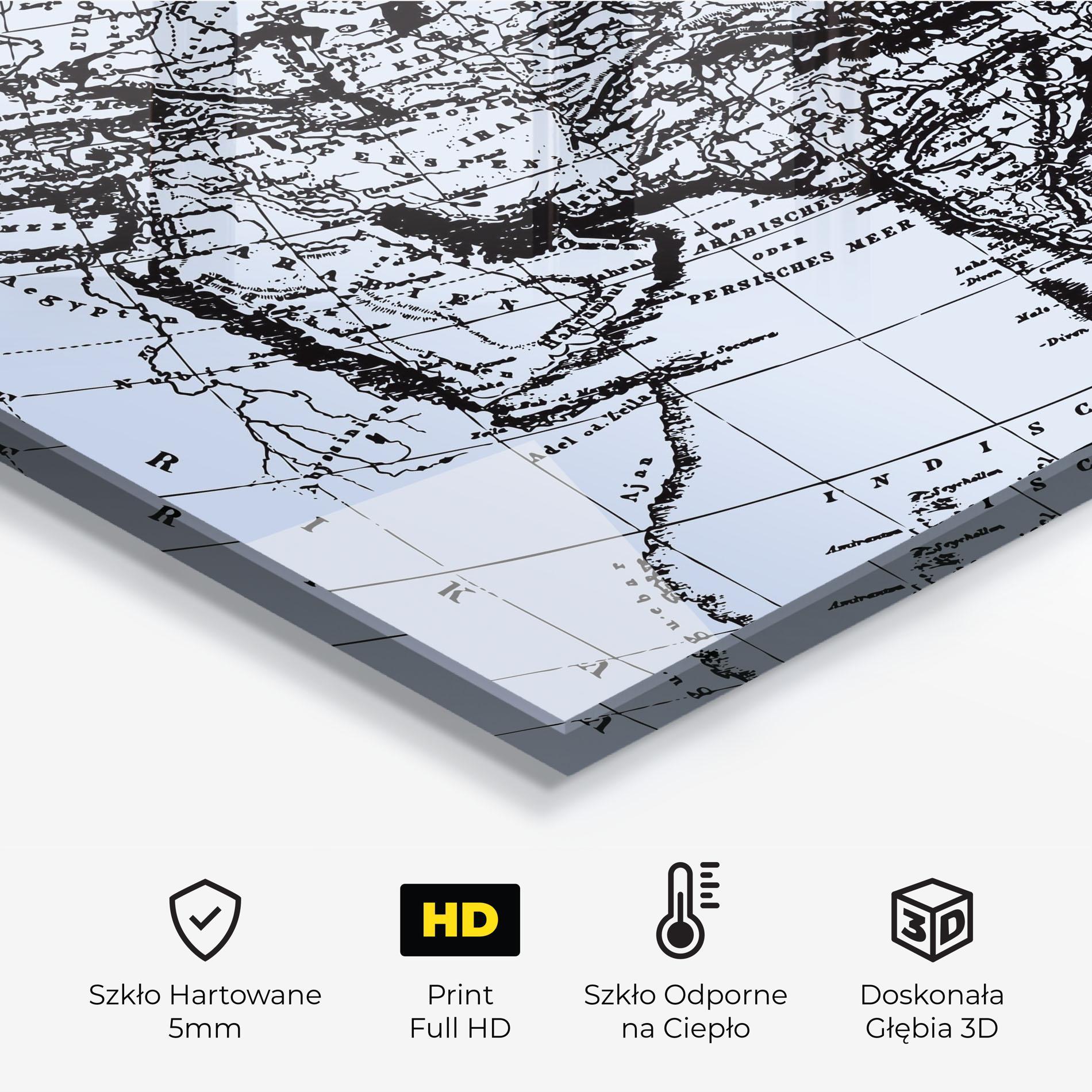 Panel Szklany do Kuchni Blue Old Map mockup 2