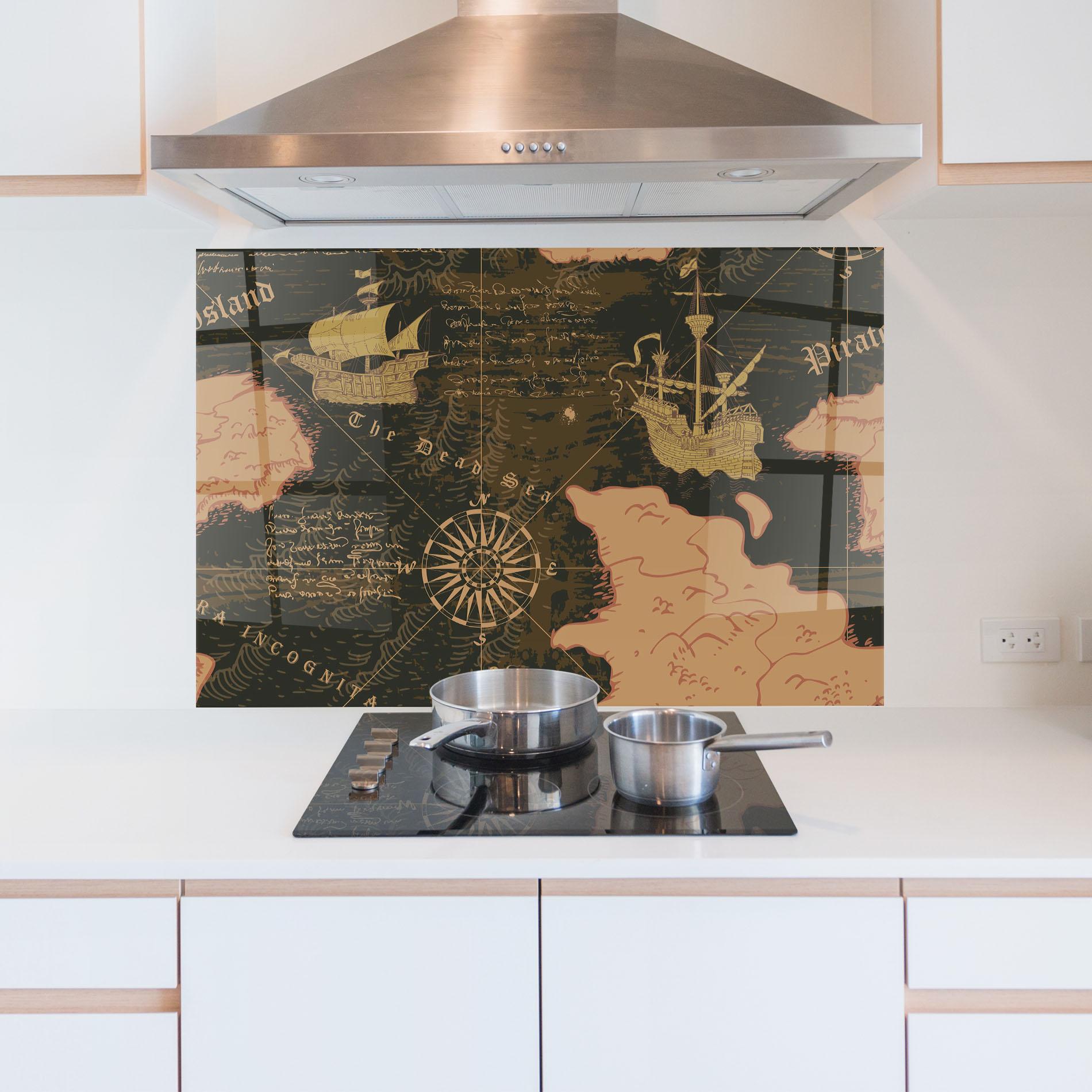 Panel Szklany do Kuchni Cool Old Map mockup 5