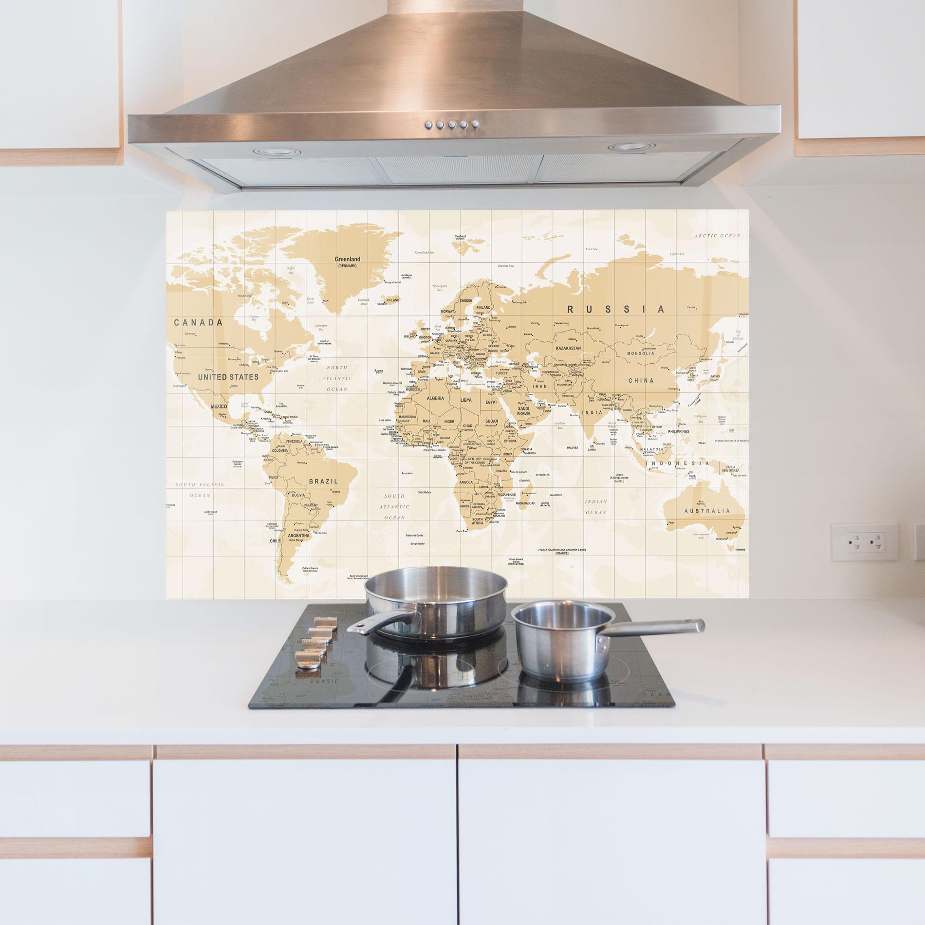 Panel Szklany do Kuchni World Old Map mockup 5