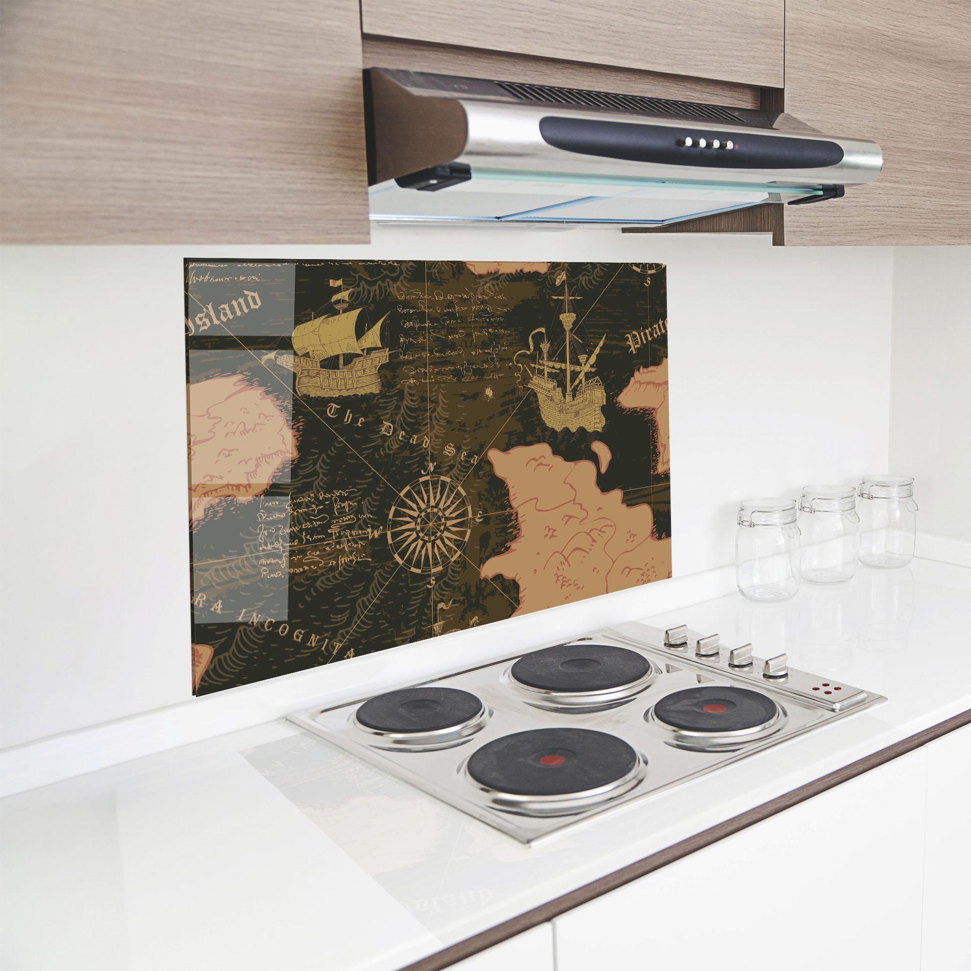 Panel Szklany do Kuchni Cool Old Map mockup 8