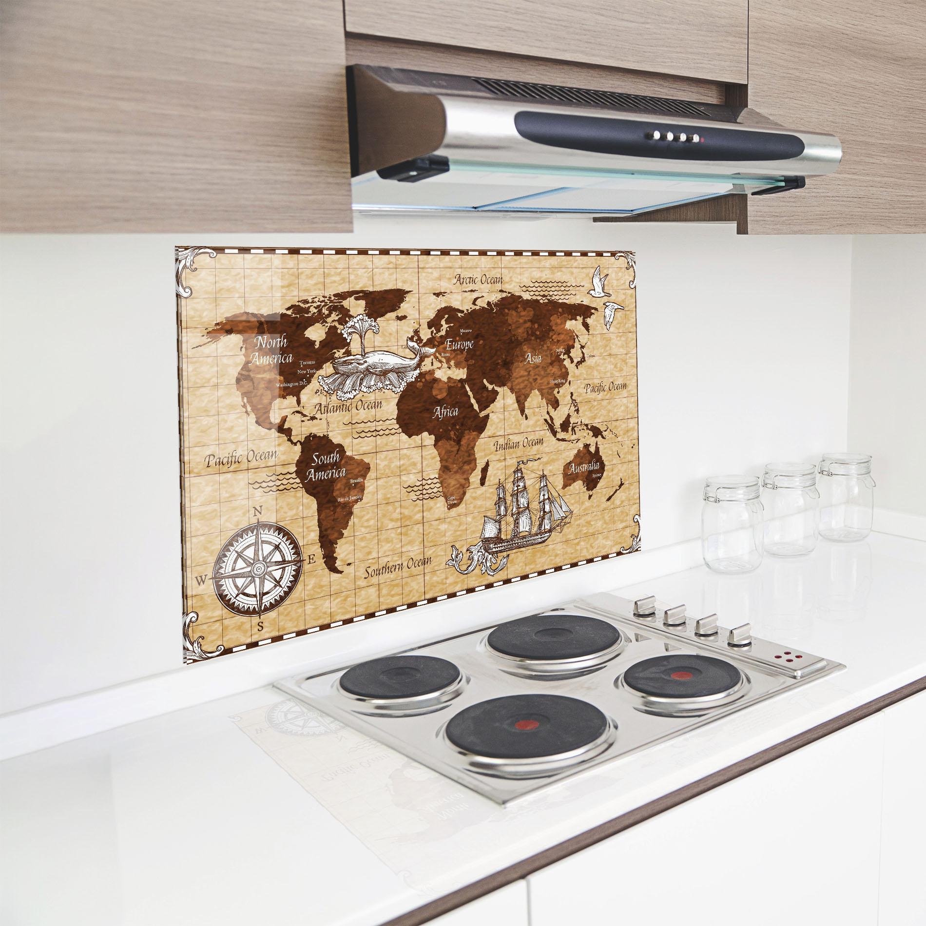 Panel Szklany do Kuchni Pirate World Map mockup 8