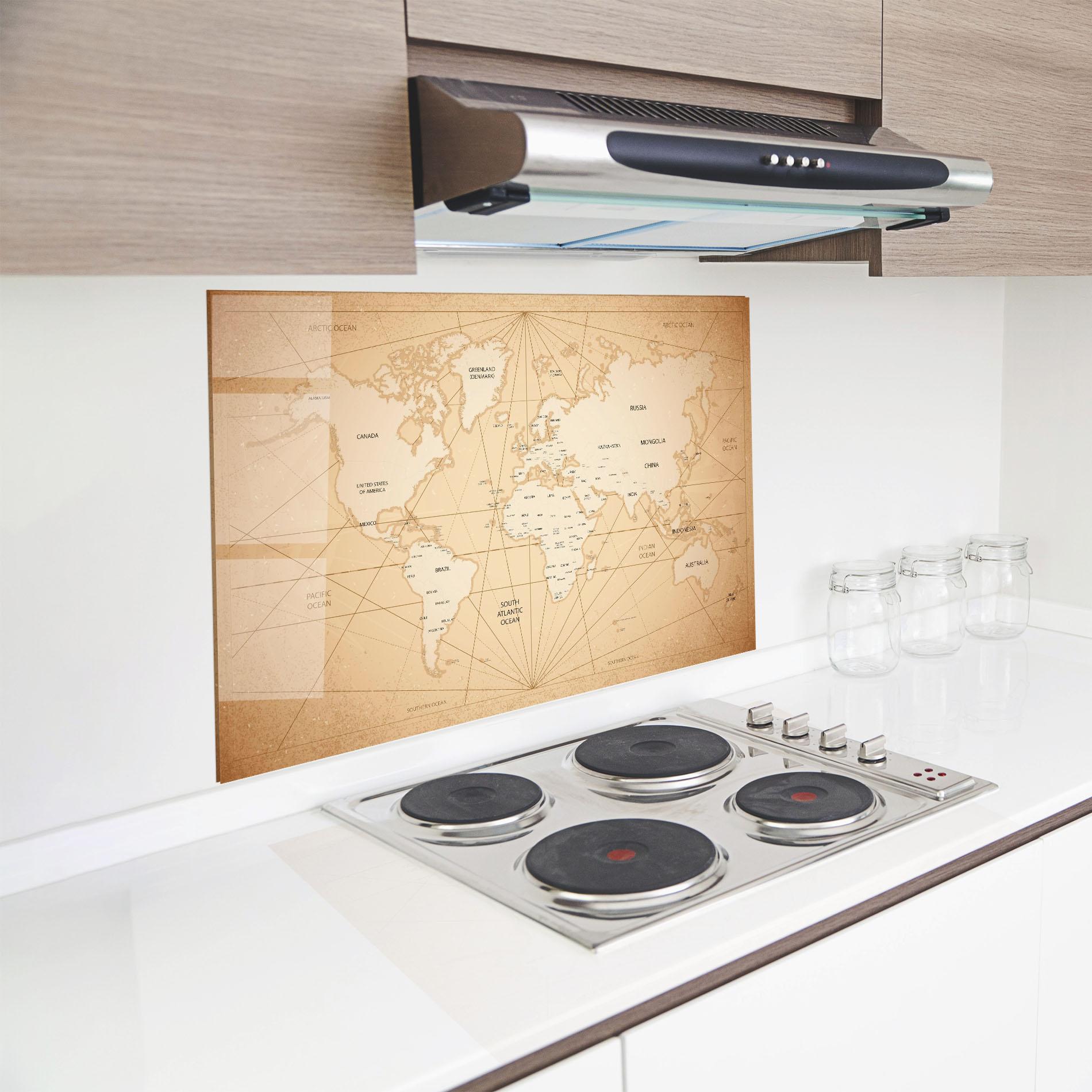Panel Szklany do Kuchni World Vintage Map mockup 8