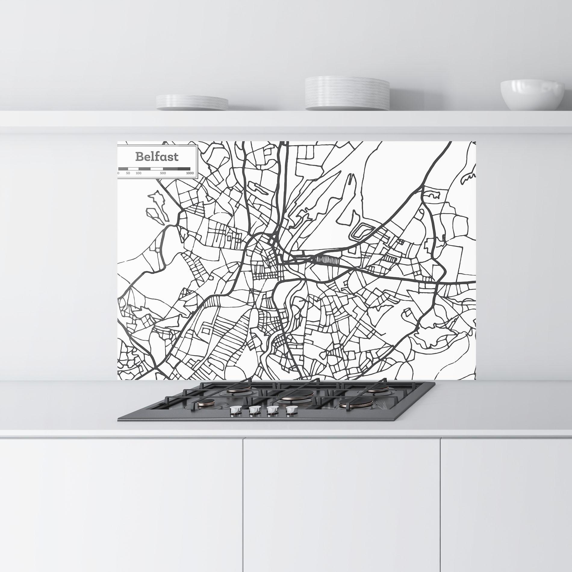 Panel Szklany do Kuchni Belfast Map mockup 9