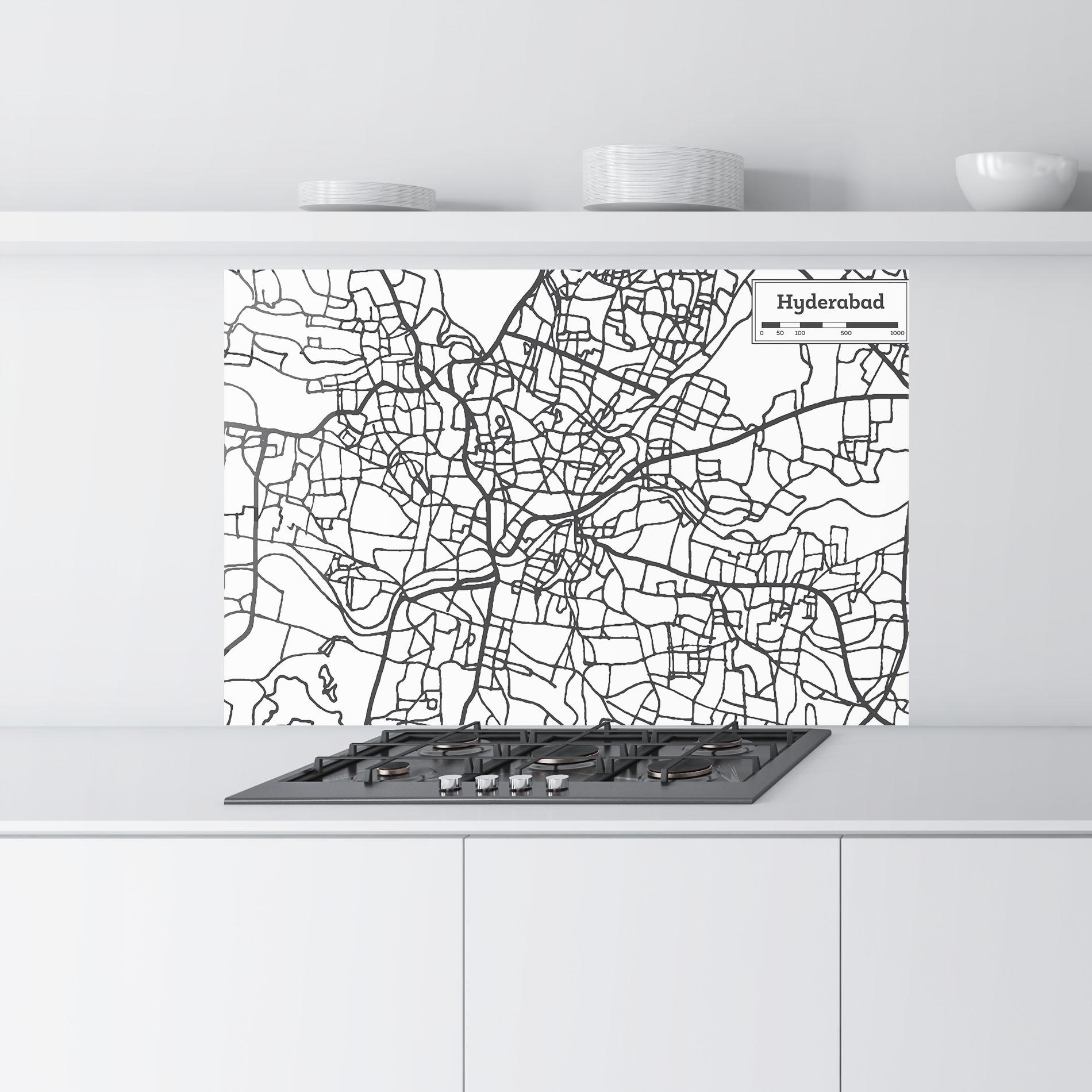 Panel Szklany do Kuchni Hyderabad Map mockup 9