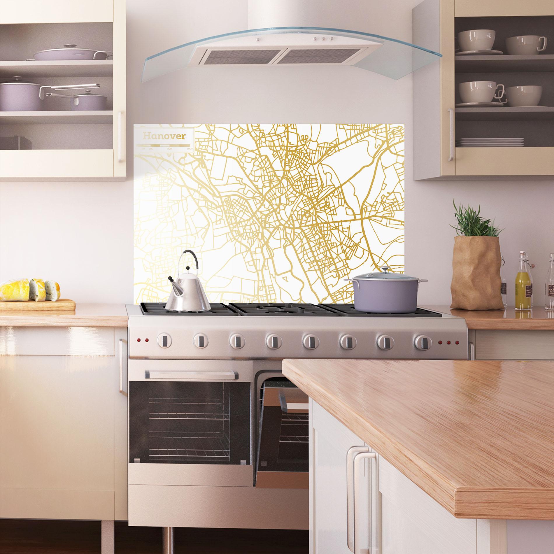 Panel Szklany do Kuchni Hanover Gold Map mockup 1