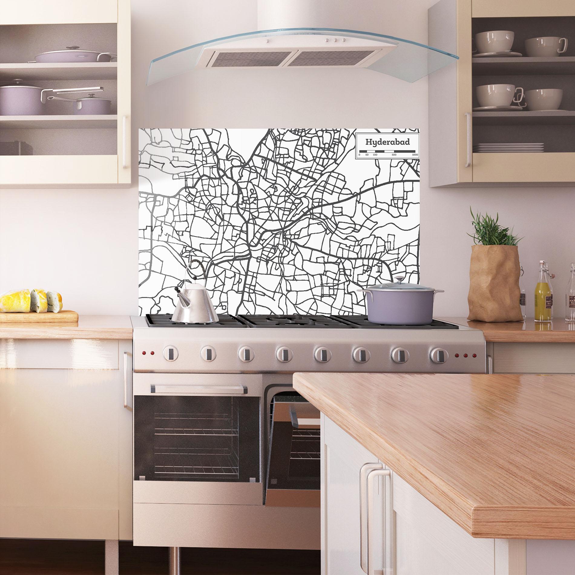 Panel Szklany do Kuchni Hyderabad Map mockup 1