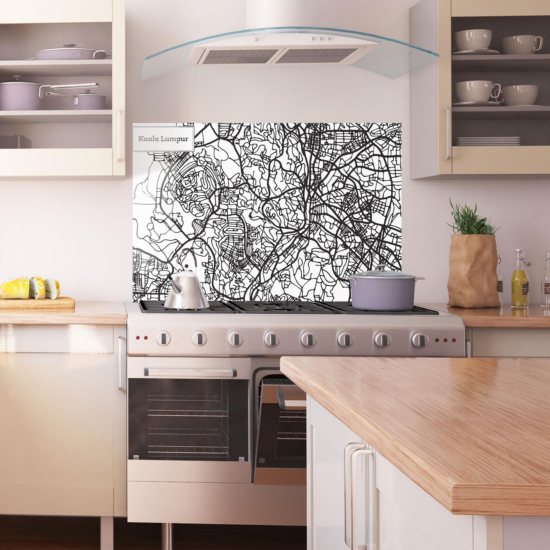 Panel Szklany do Kuchni Kuala Lumpur Map mockup 1