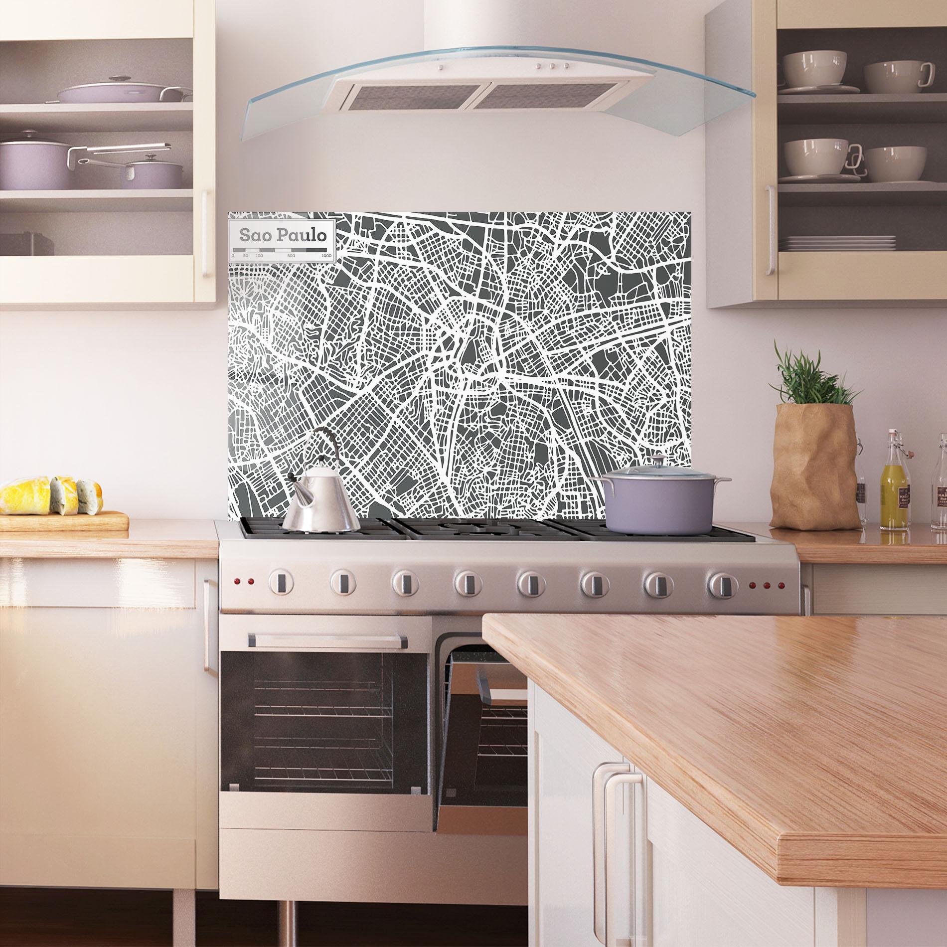 Panel Szklany do Kuchni Sao Paulo Map mockup 1