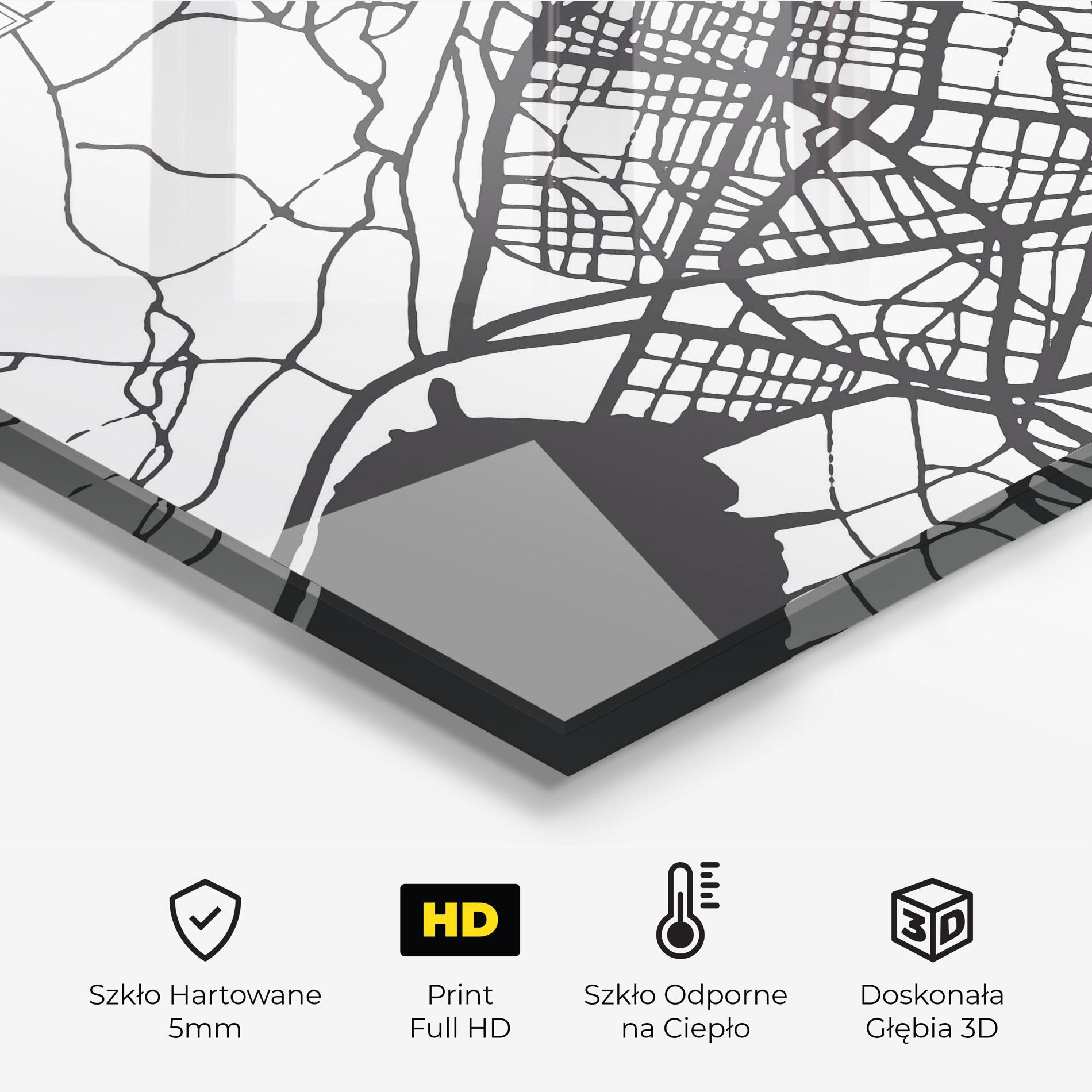 Panel Szklany do Kuchni Biel Map mockup 2