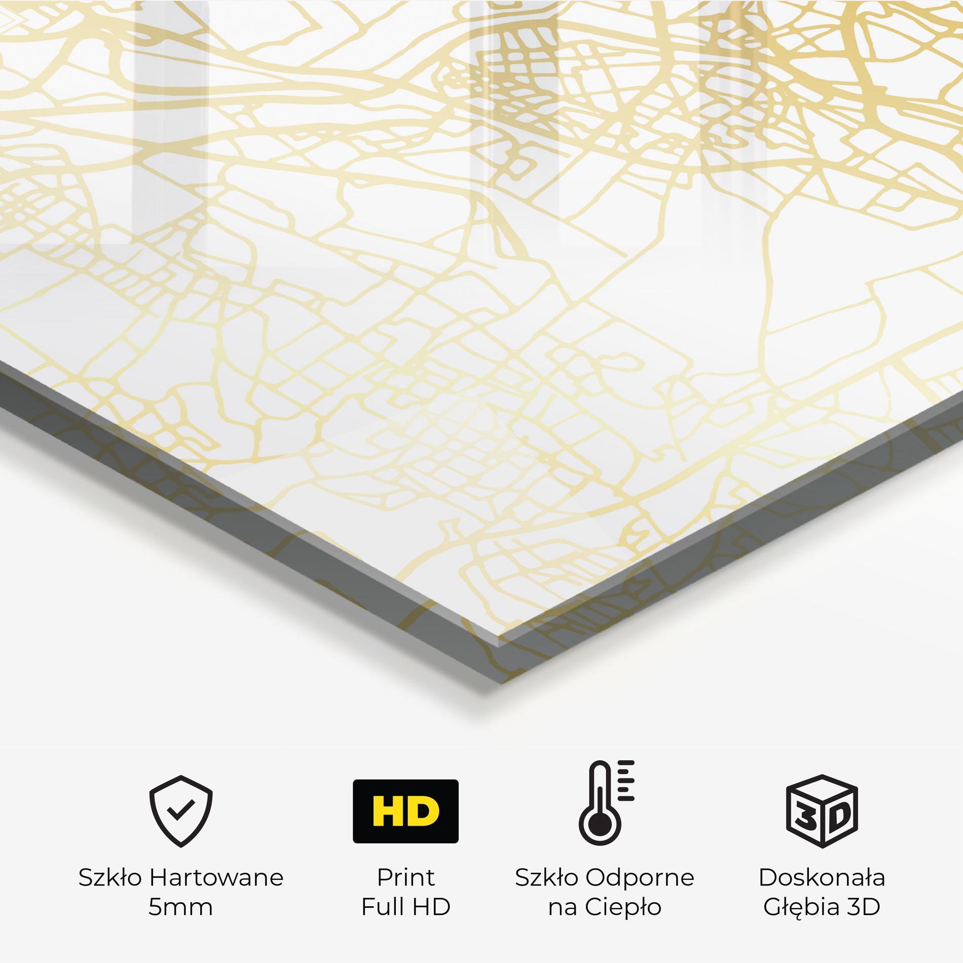 Panel Szklany do Kuchni Hanover Gold Map mockup 2