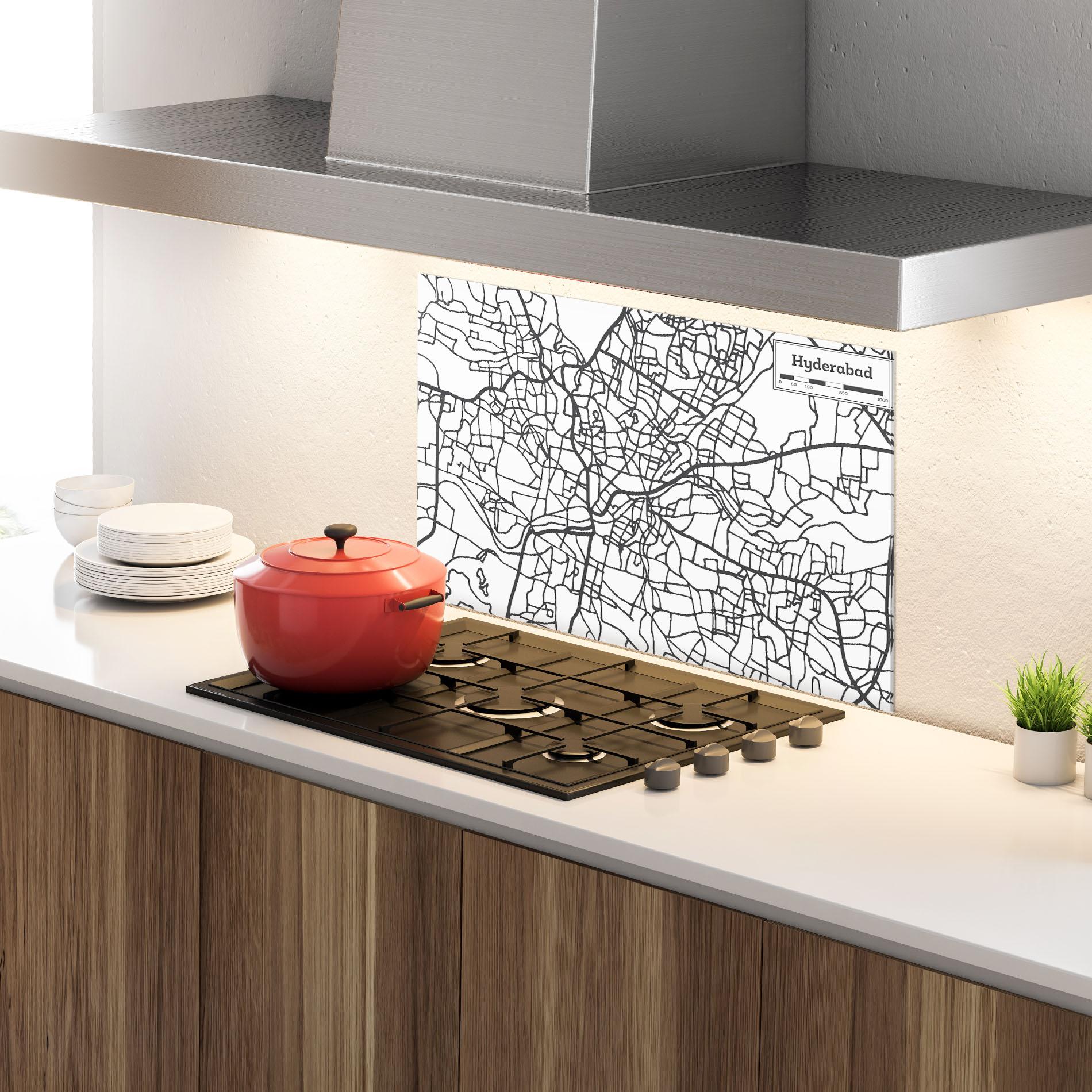 Panel Szklany do Kuchni Hyderabad Map mockup 4