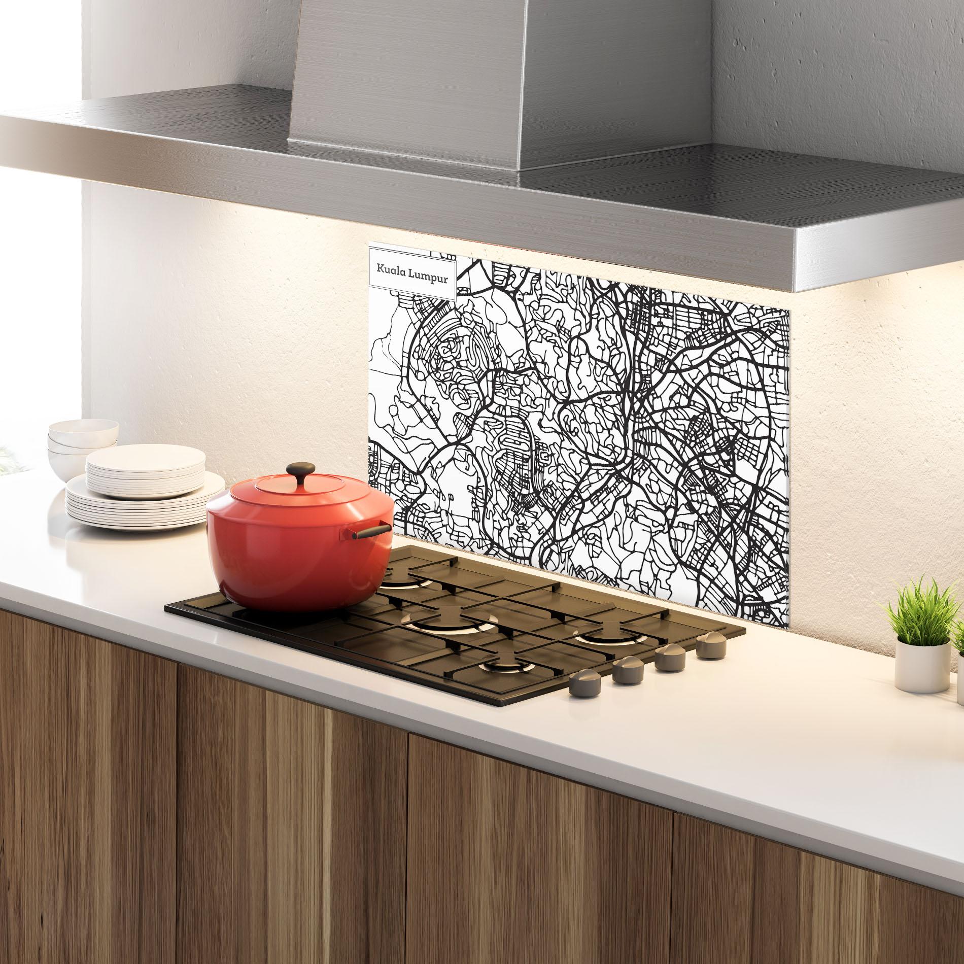 Panel Szklany do Kuchni Kuala Lumpur Map mockup 4