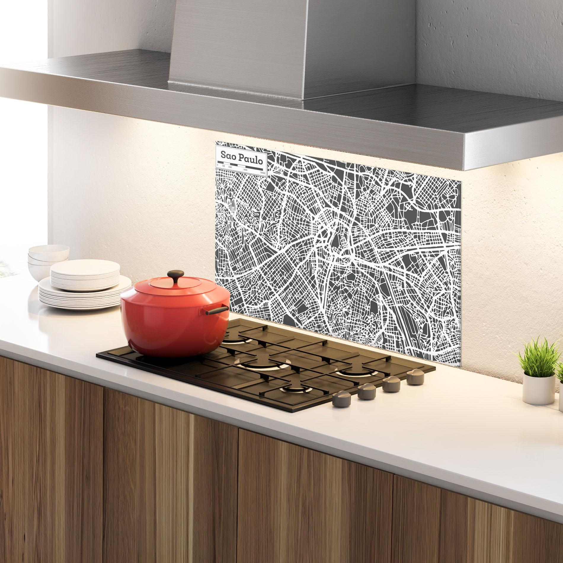 Panel Szklany do Kuchni Sao Paulo Map mockup 4