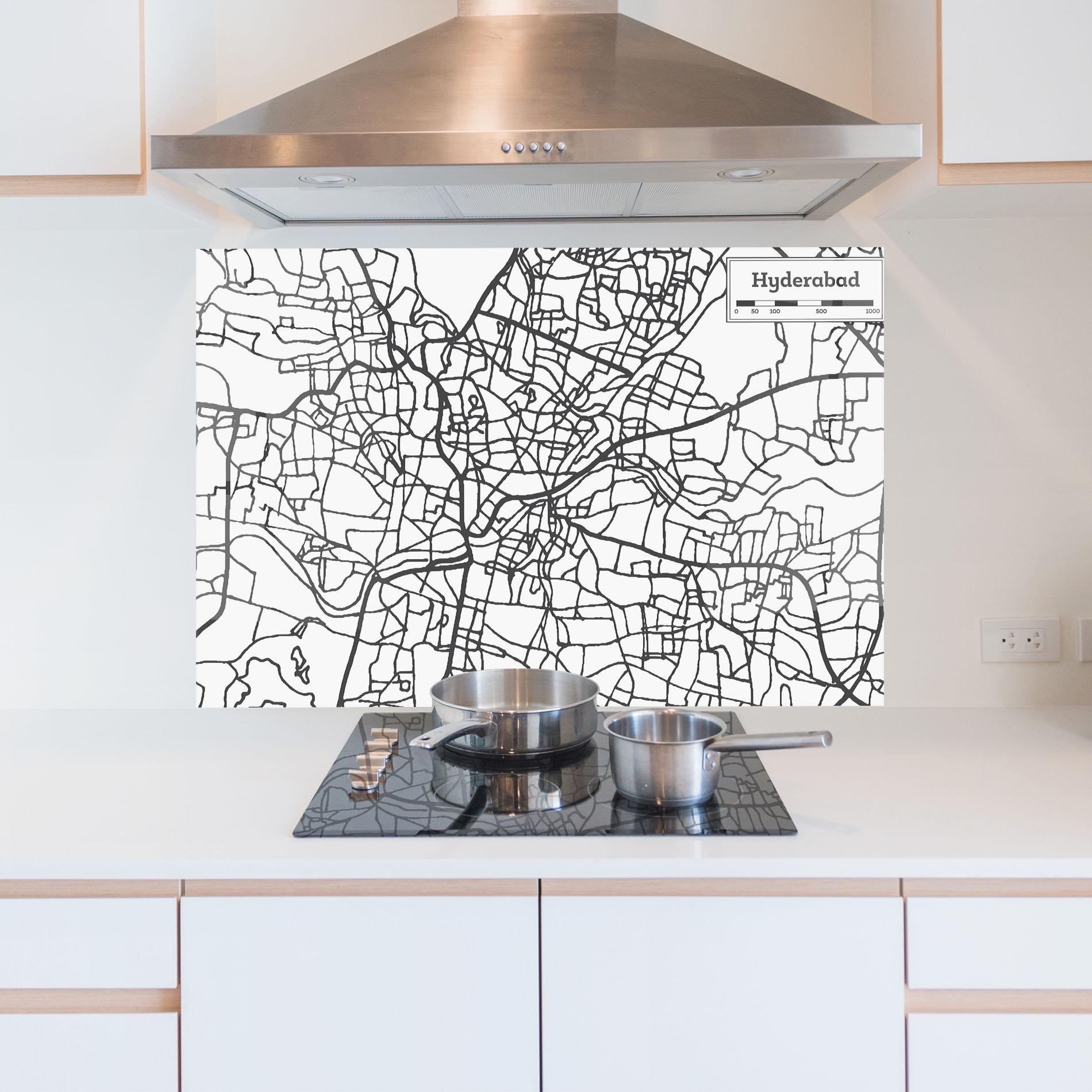 Panel Szklany do Kuchni Hyderabad Map mockup 5