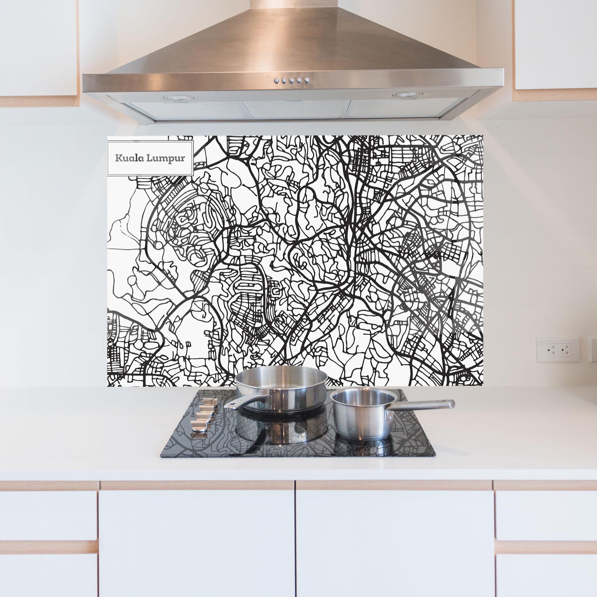 Panel Szklany do Kuchni Kuala Lumpur Map mockup 5