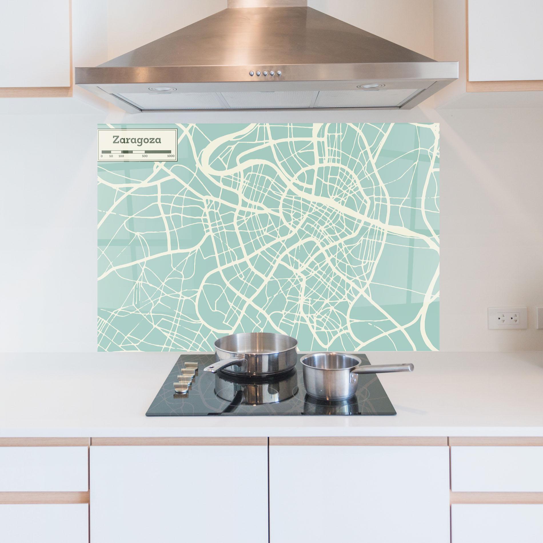 Panel Szklany do Kuchni Zaragoza Map mockup 5