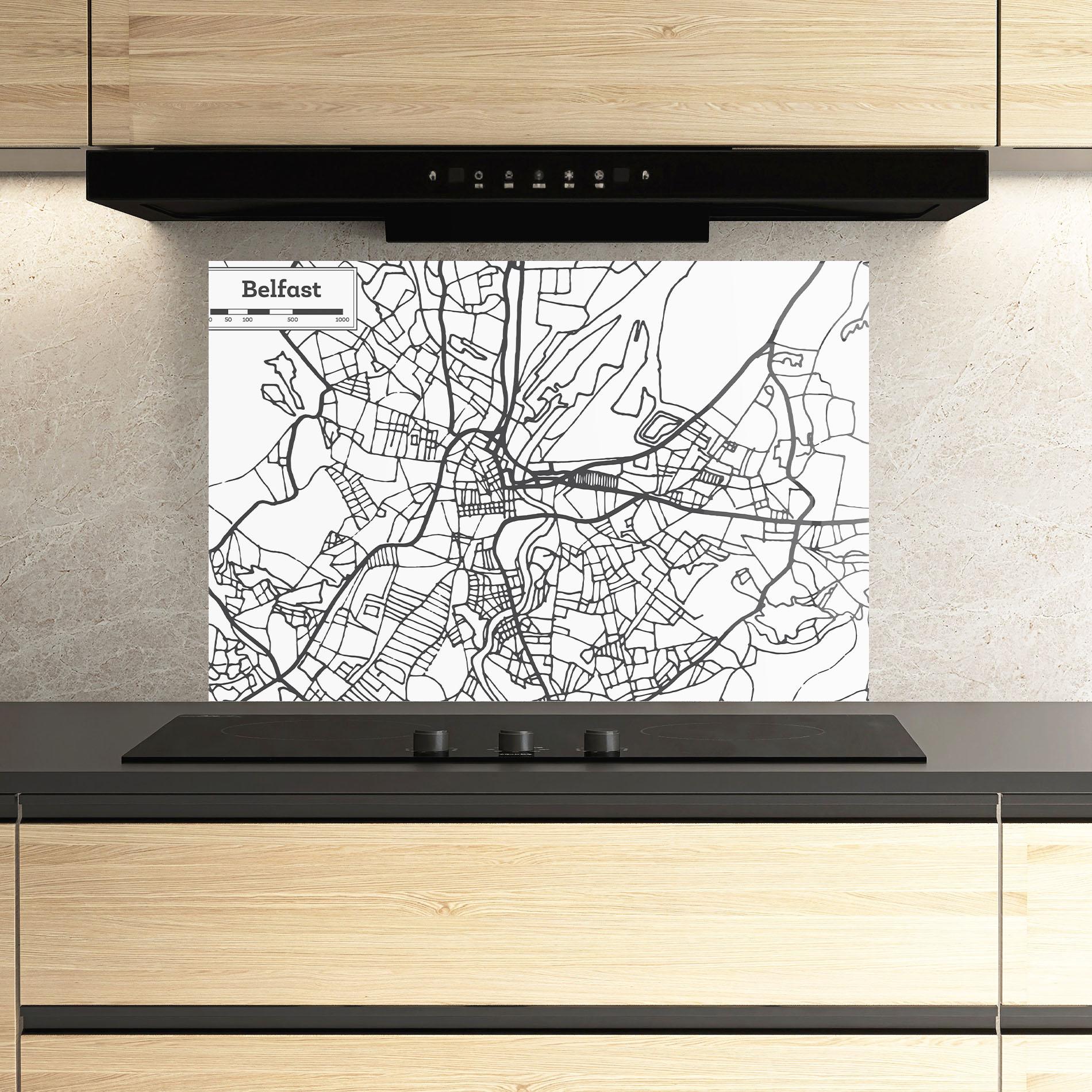 Panel Szklany do Kuchni Belfast Map mockup 3