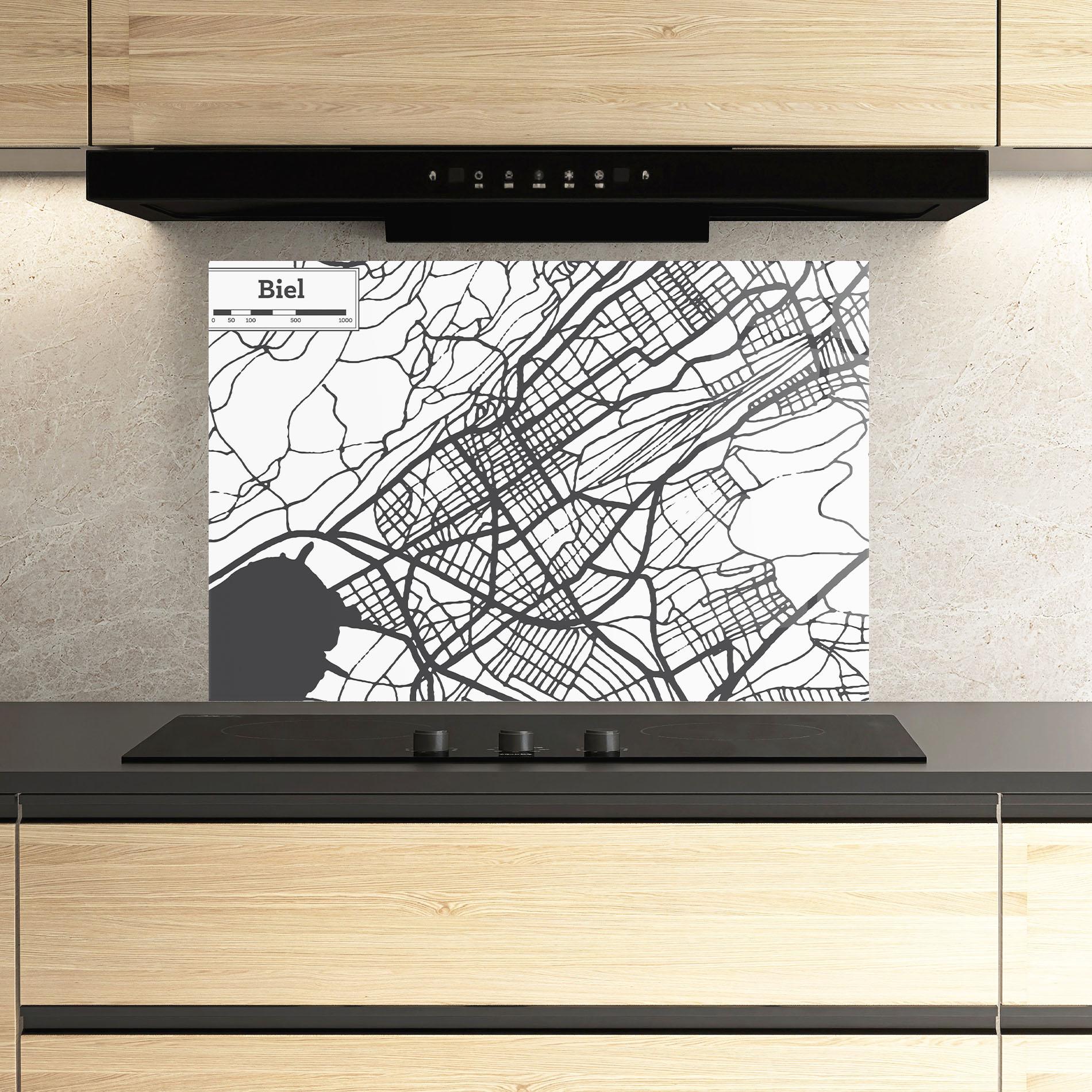 Panel Szklany do Kuchni Biel Map mockup 3