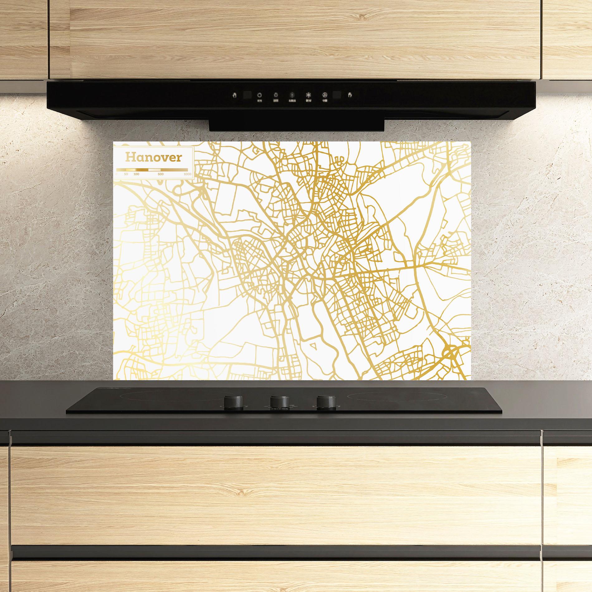 Panel Szklany do Kuchni Hanover Gold Map mockup 3