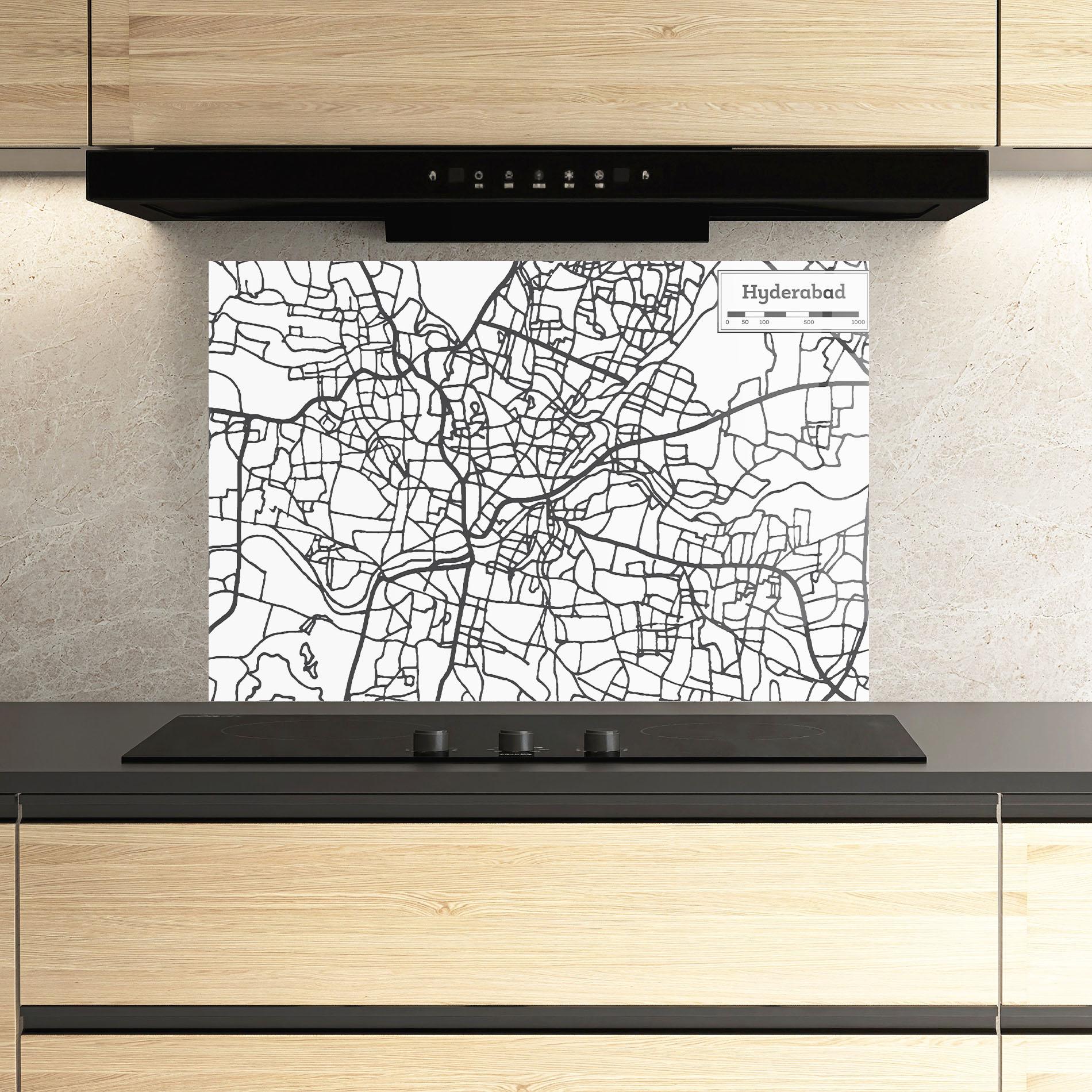 Panel Szklany do Kuchni Hyderabad Map mockup 3