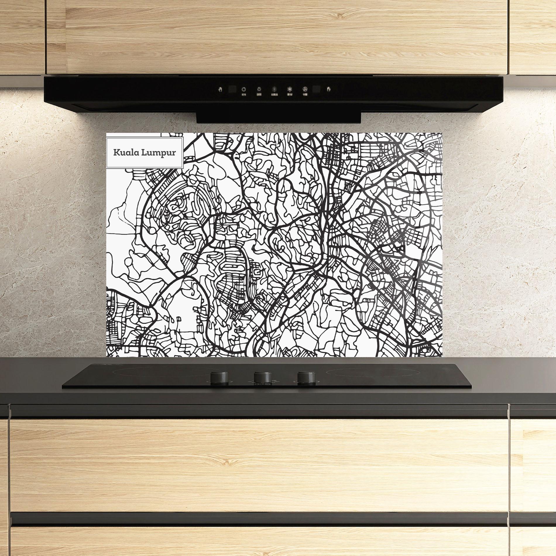 Panel Szklany do Kuchni Kuala Lumpur Map mockup 3
