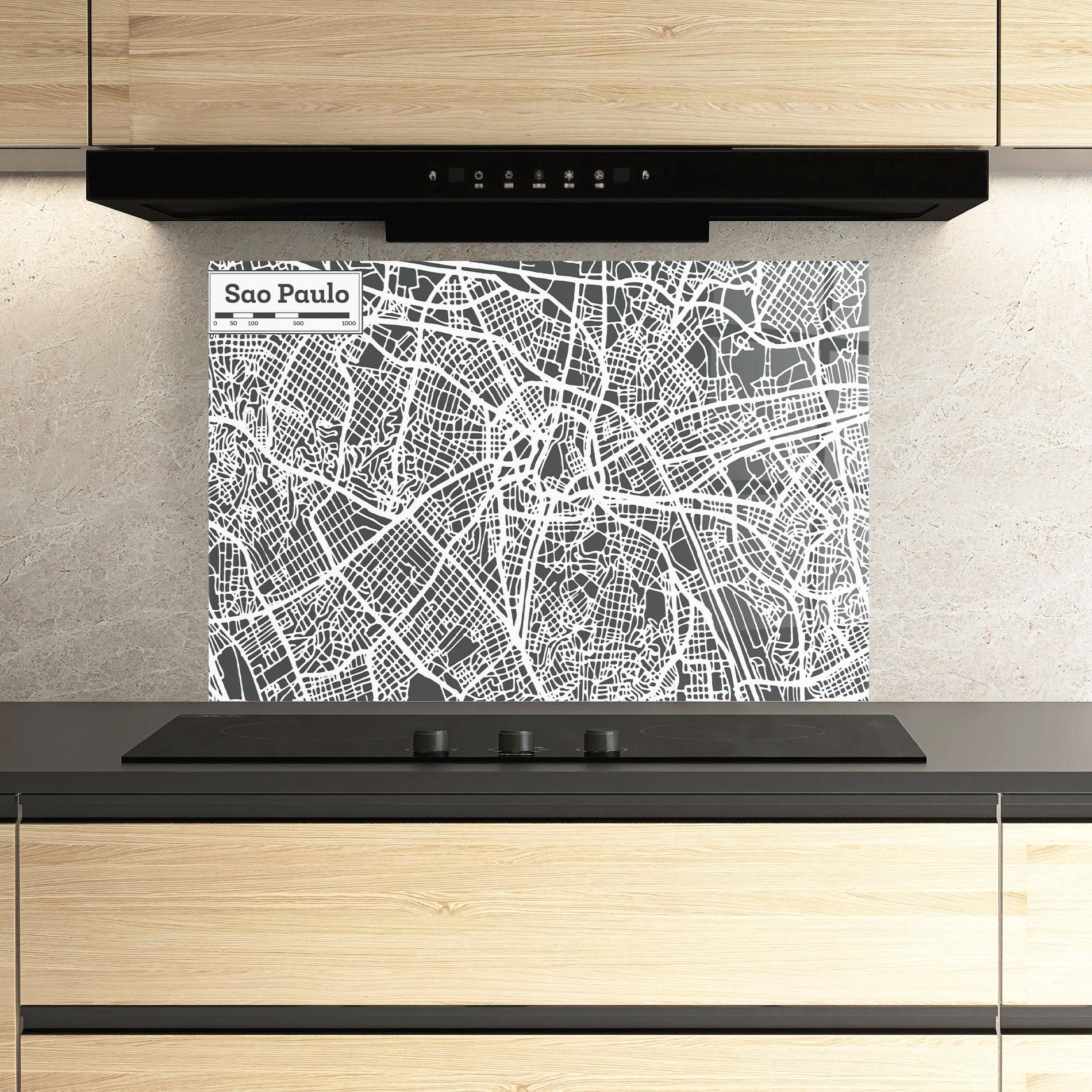 Panel Szklany do Kuchni Sao Paulo Map mockup 3