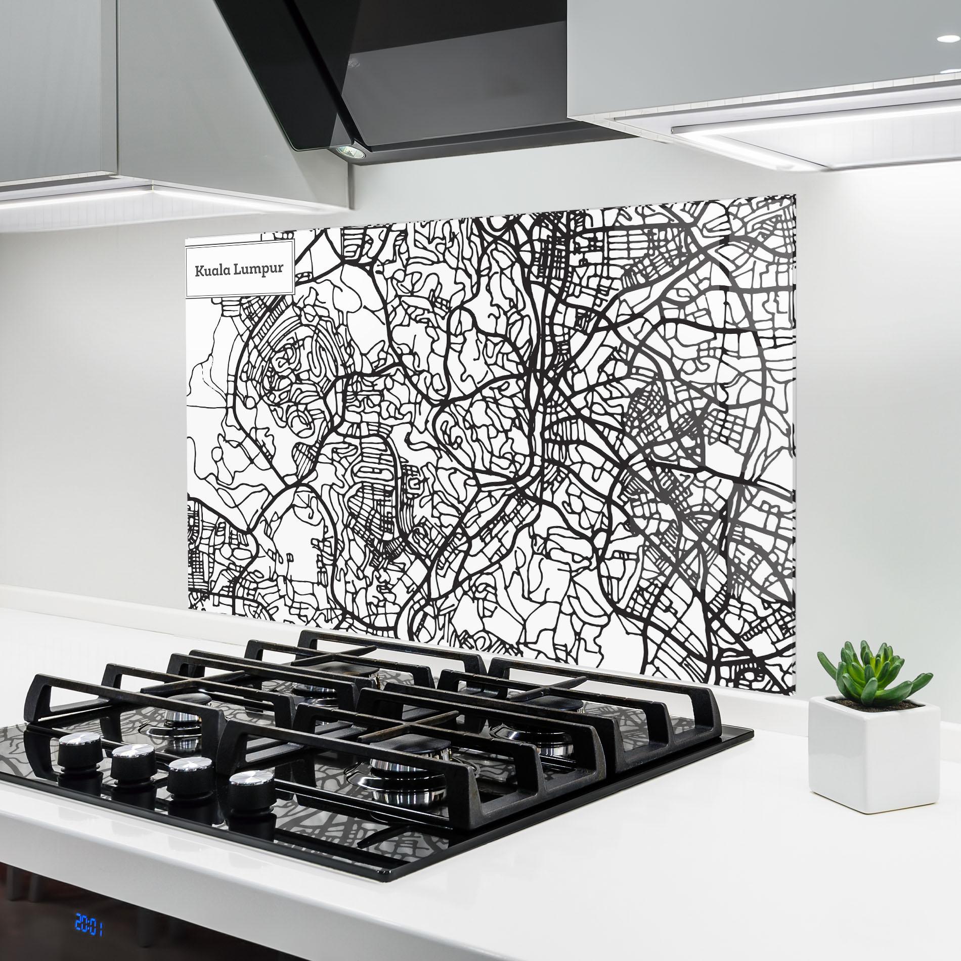 Panel Szklany do Kuchni Kuala Lumpur Map mockup 6