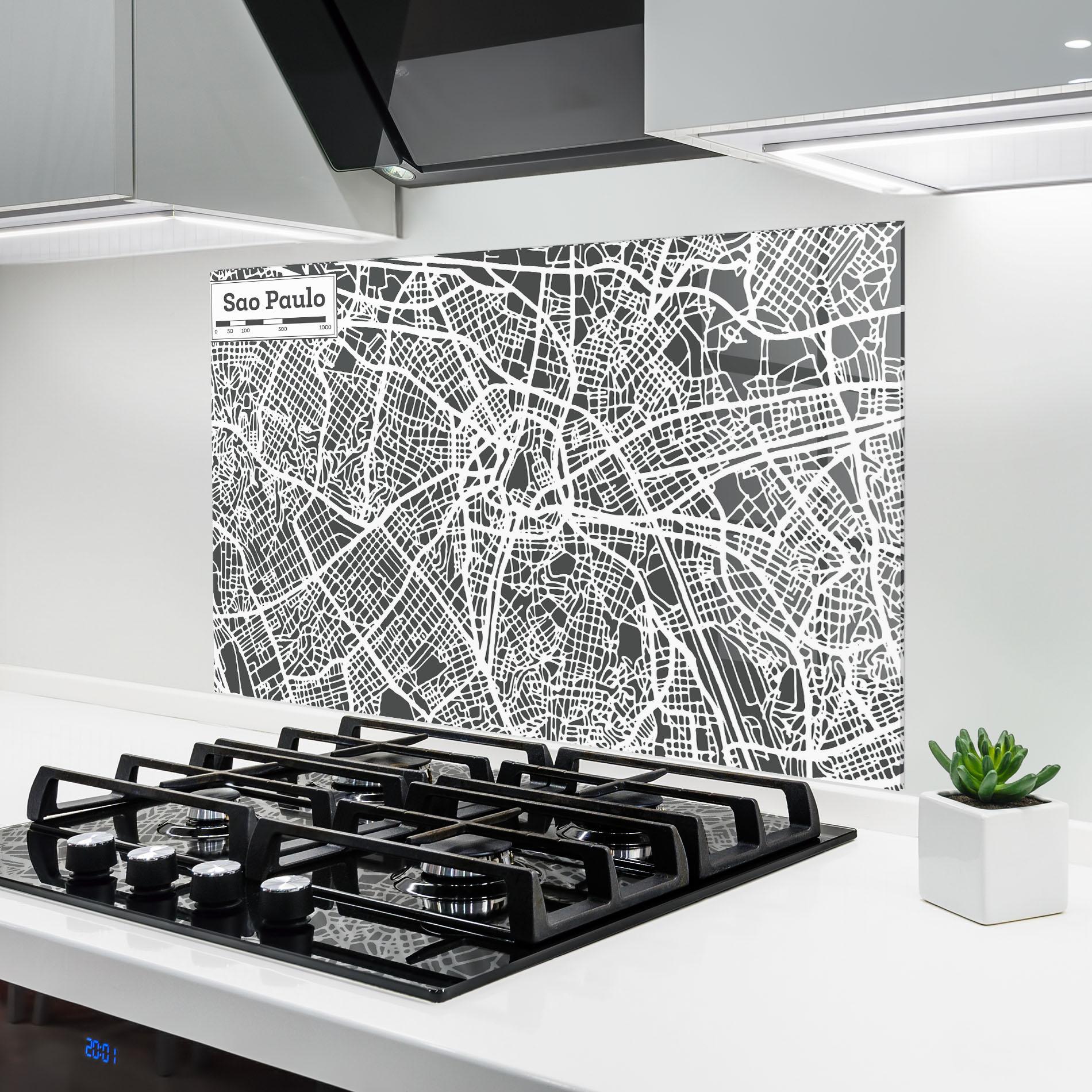 Panel Szklany do Kuchni Sao Paulo Map mockup 6