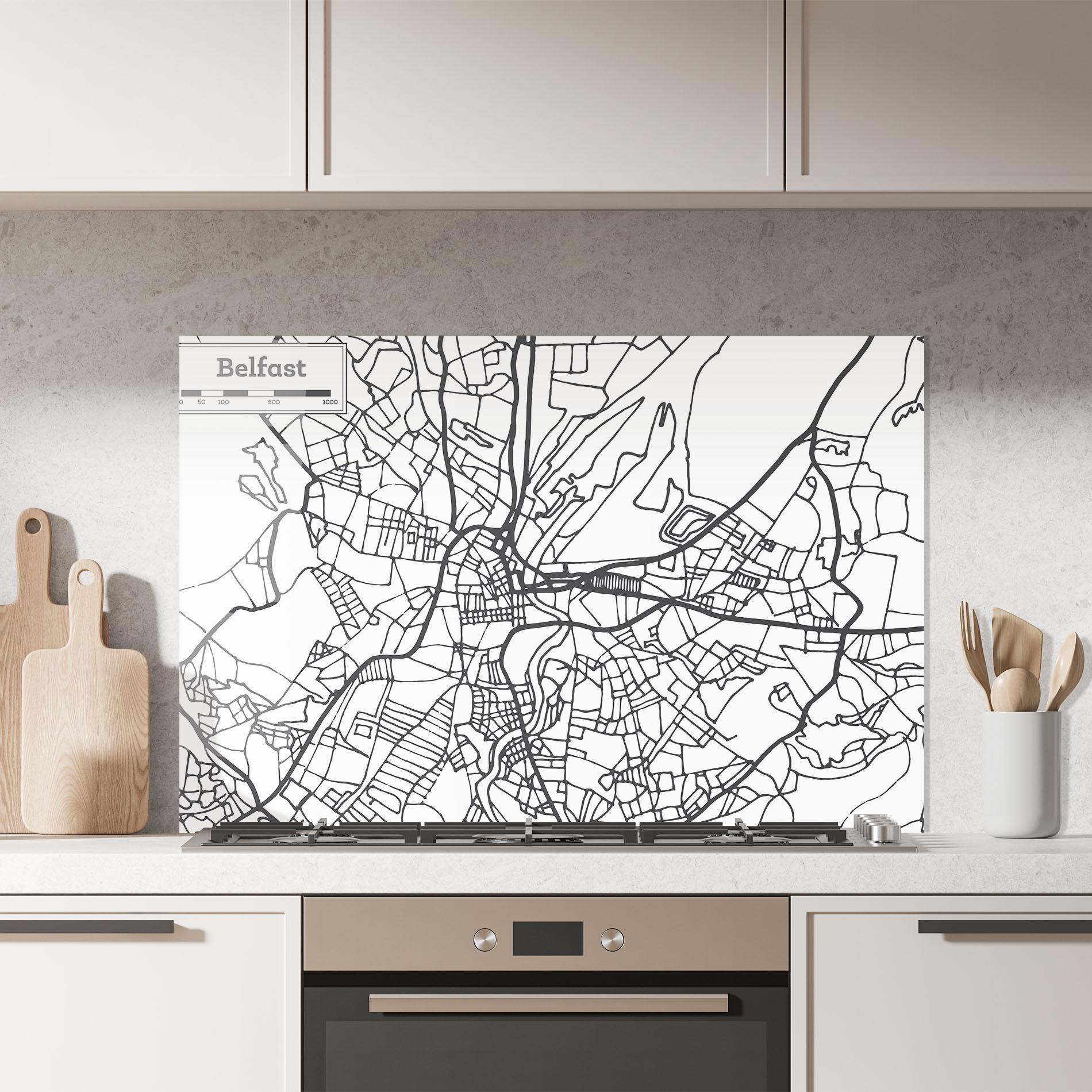 Panel Szklany do Kuchni Belfast Map mockup 7