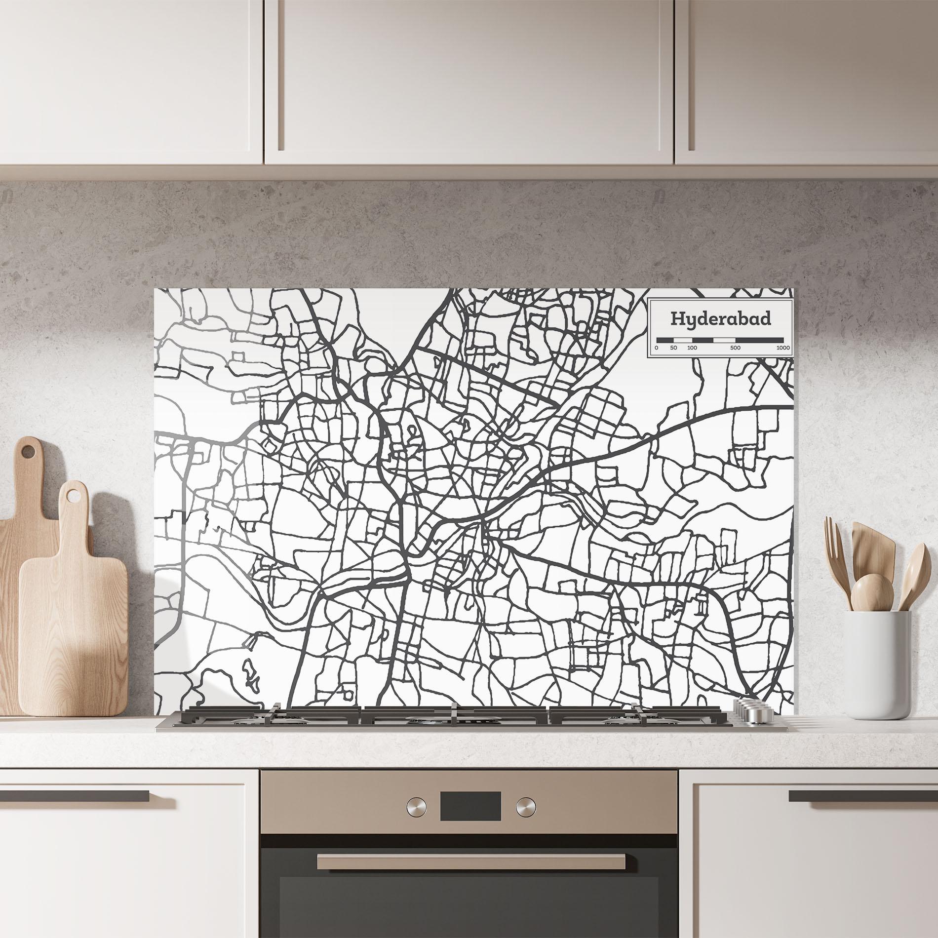 Panel Szklany do Kuchni Hyderabad Map mockup 7