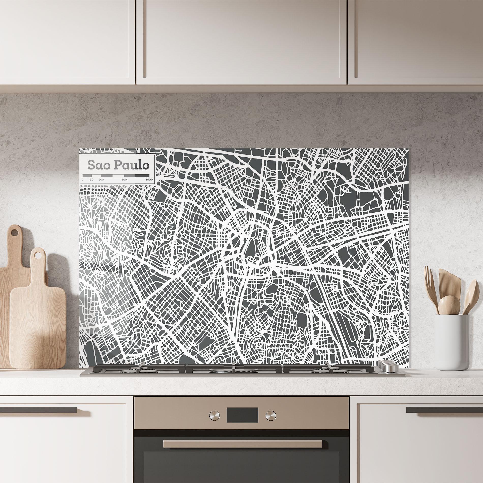Panel Szklany do Kuchni Sao Paulo Map mockup 7
