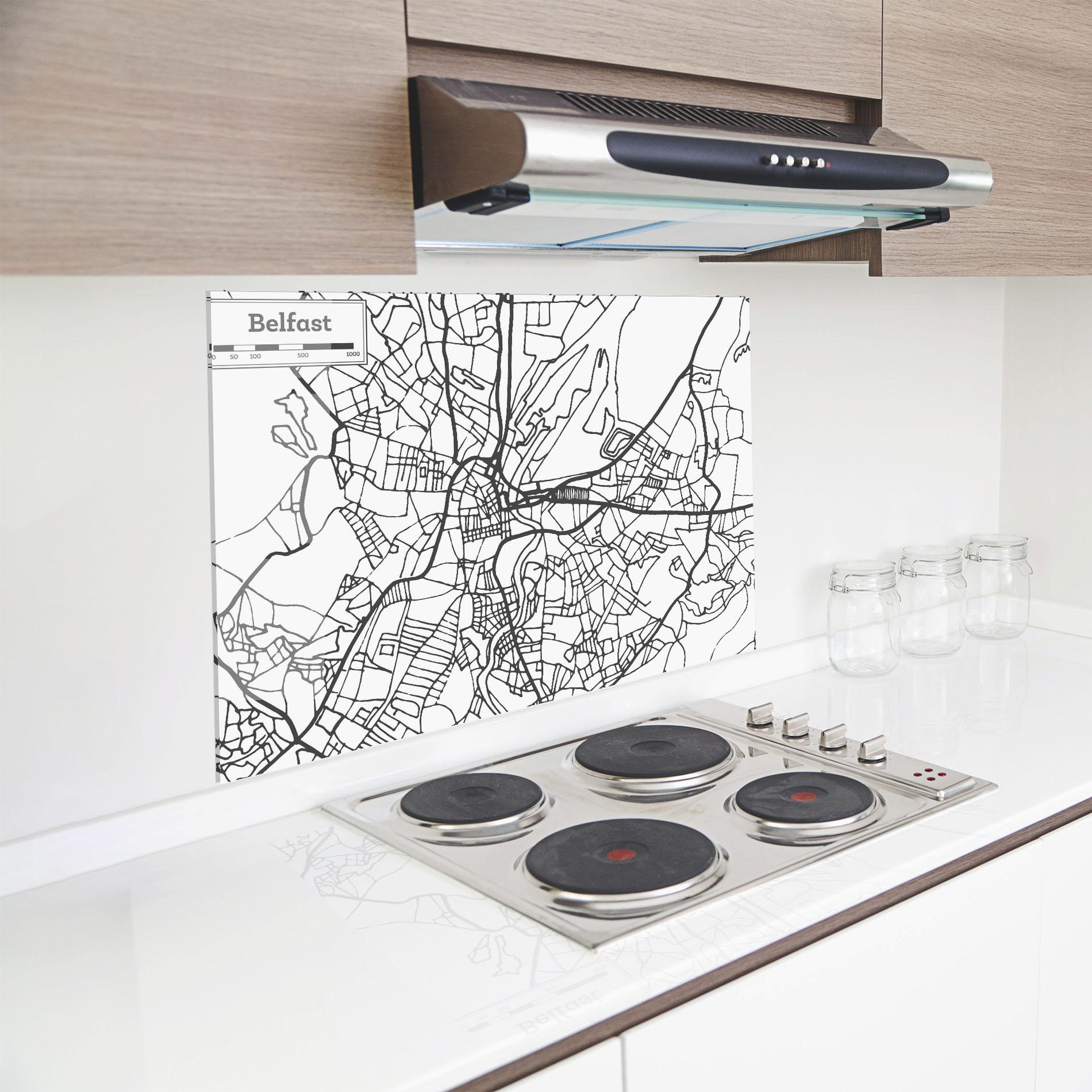 Panel Szklany do Kuchni Belfast Map mockup 8