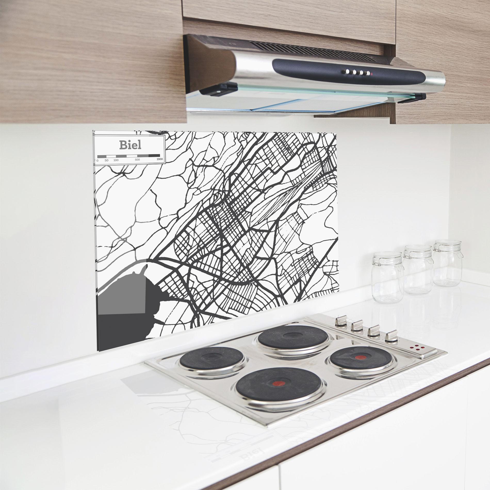 Panel Szklany do Kuchni Biel Map mockup 8