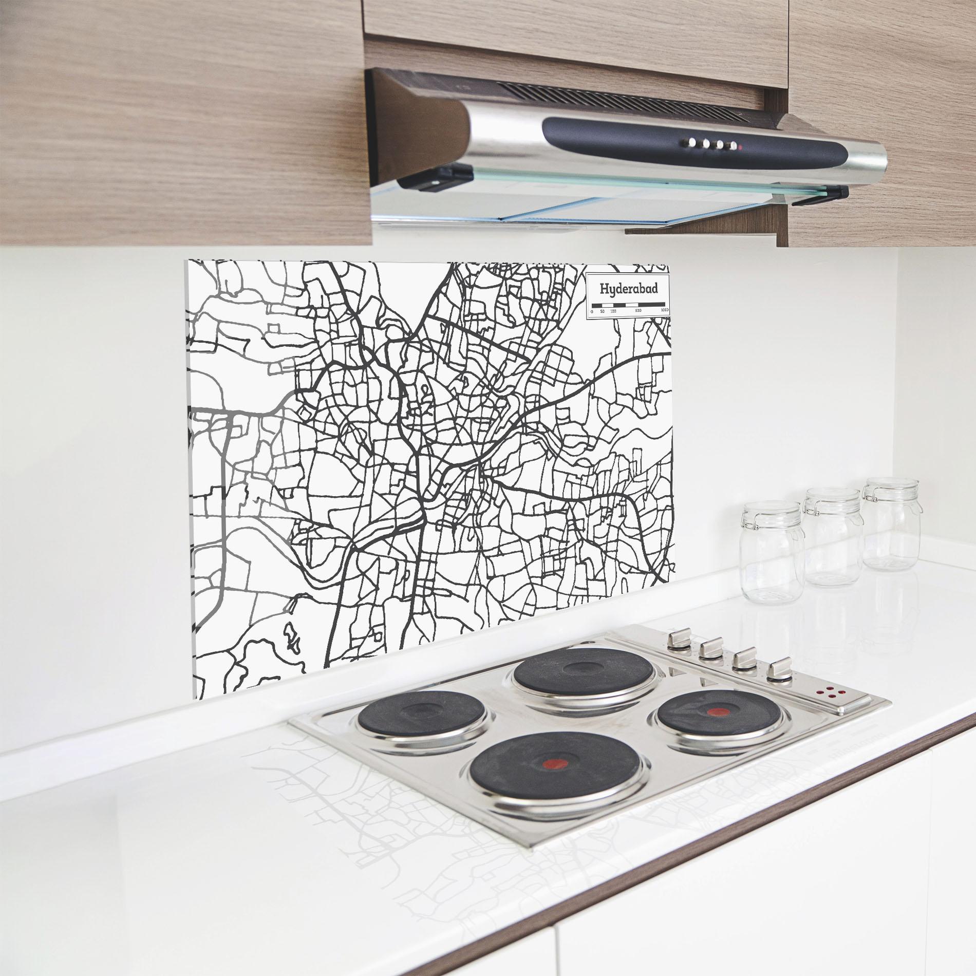 Panel Szklany do Kuchni Hyderabad Map mockup 8