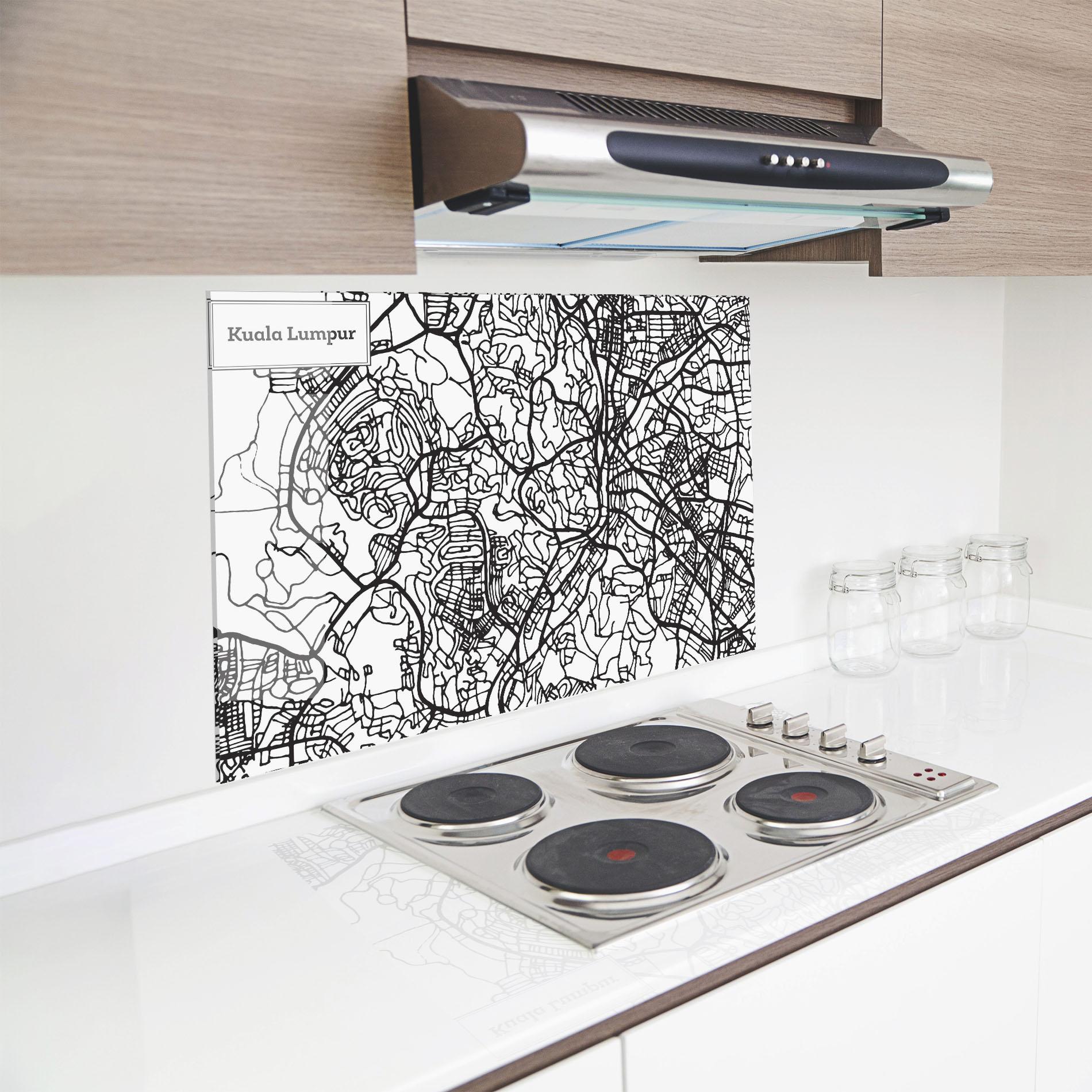 Panel Szklany do Kuchni Kuala Lumpur Map mockup 8