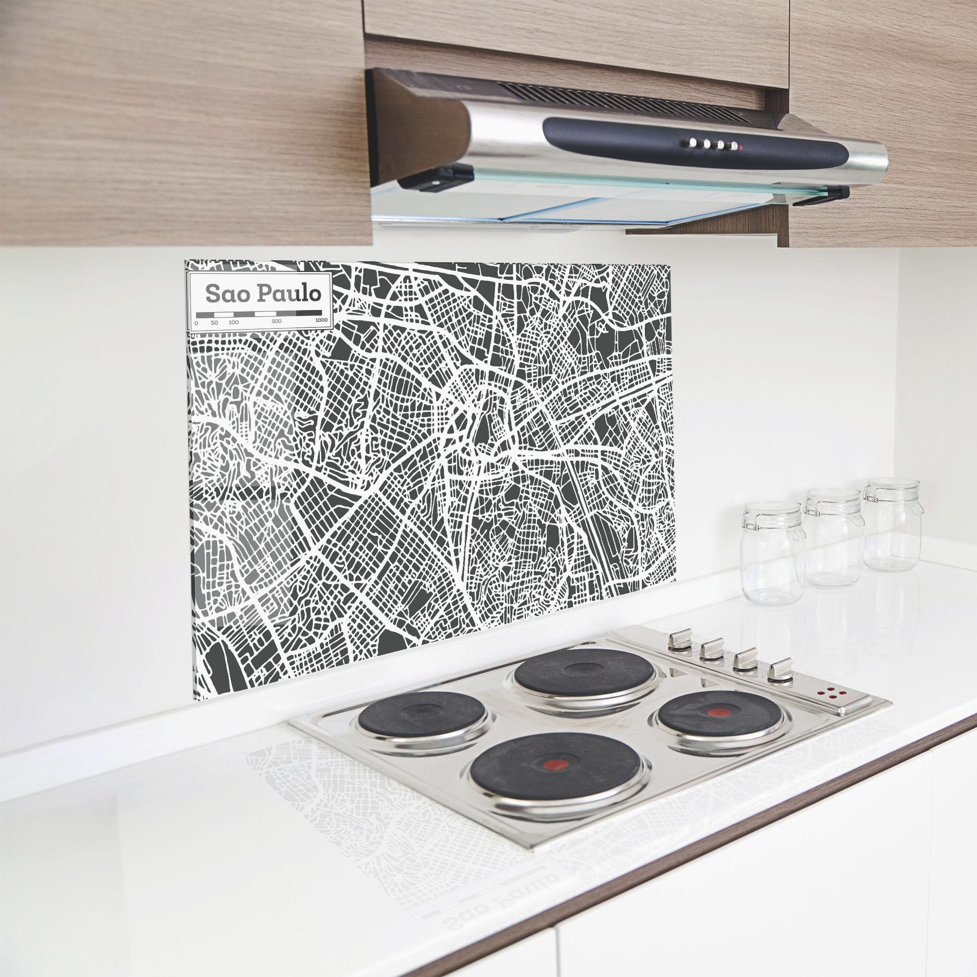 Panel Szklany do Kuchni Sao Paulo Map mockup 8