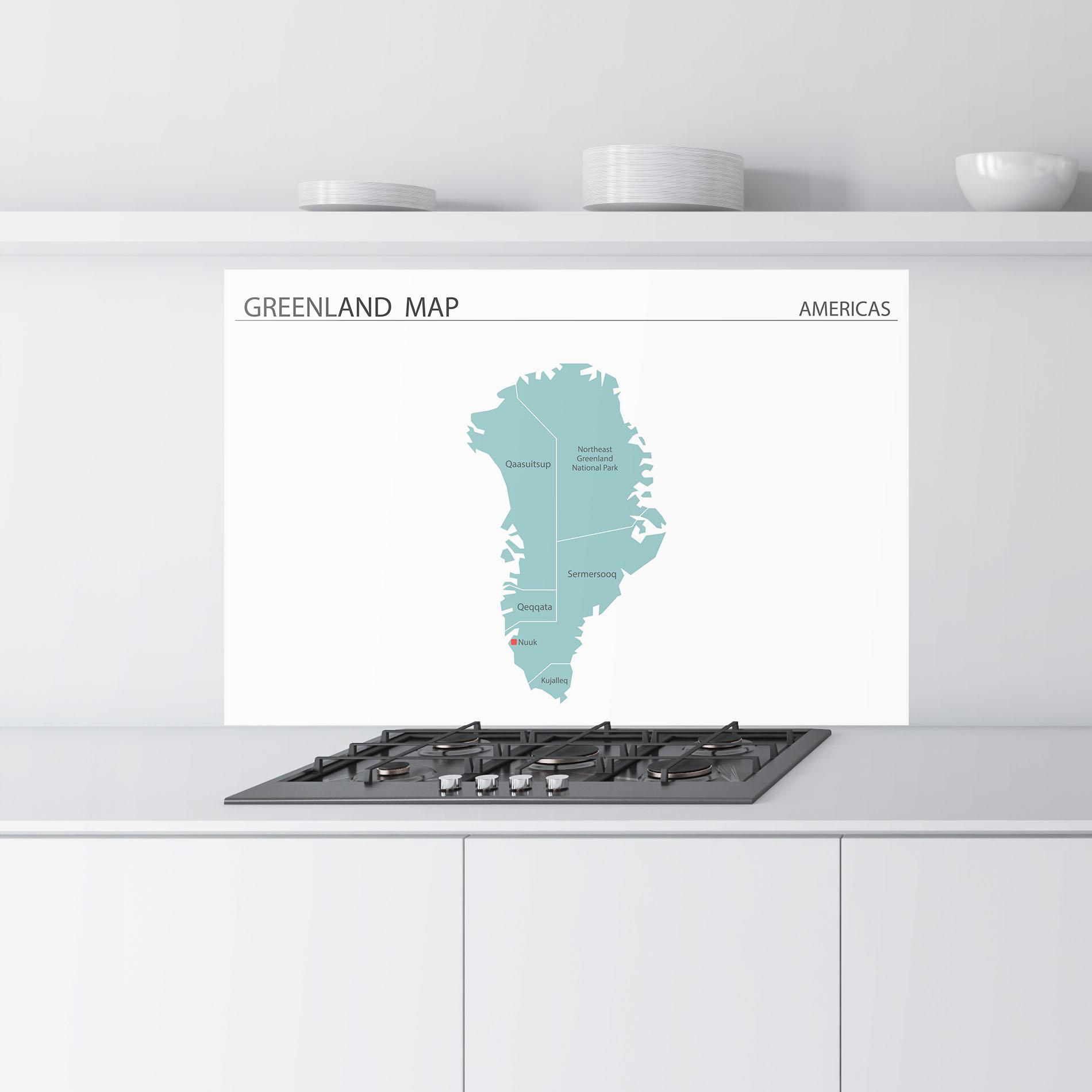 Panel Szklany do Kuchni Greenland Map mockup 9
